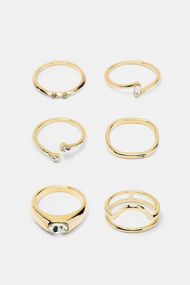 Pack of 6 slim rings — Gold 2