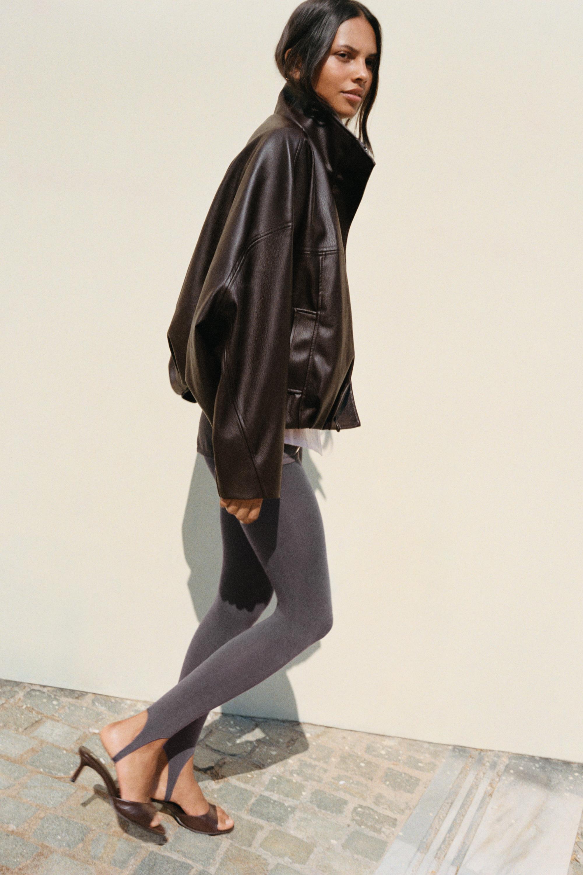Leather effect balloon jacket — Chocolate