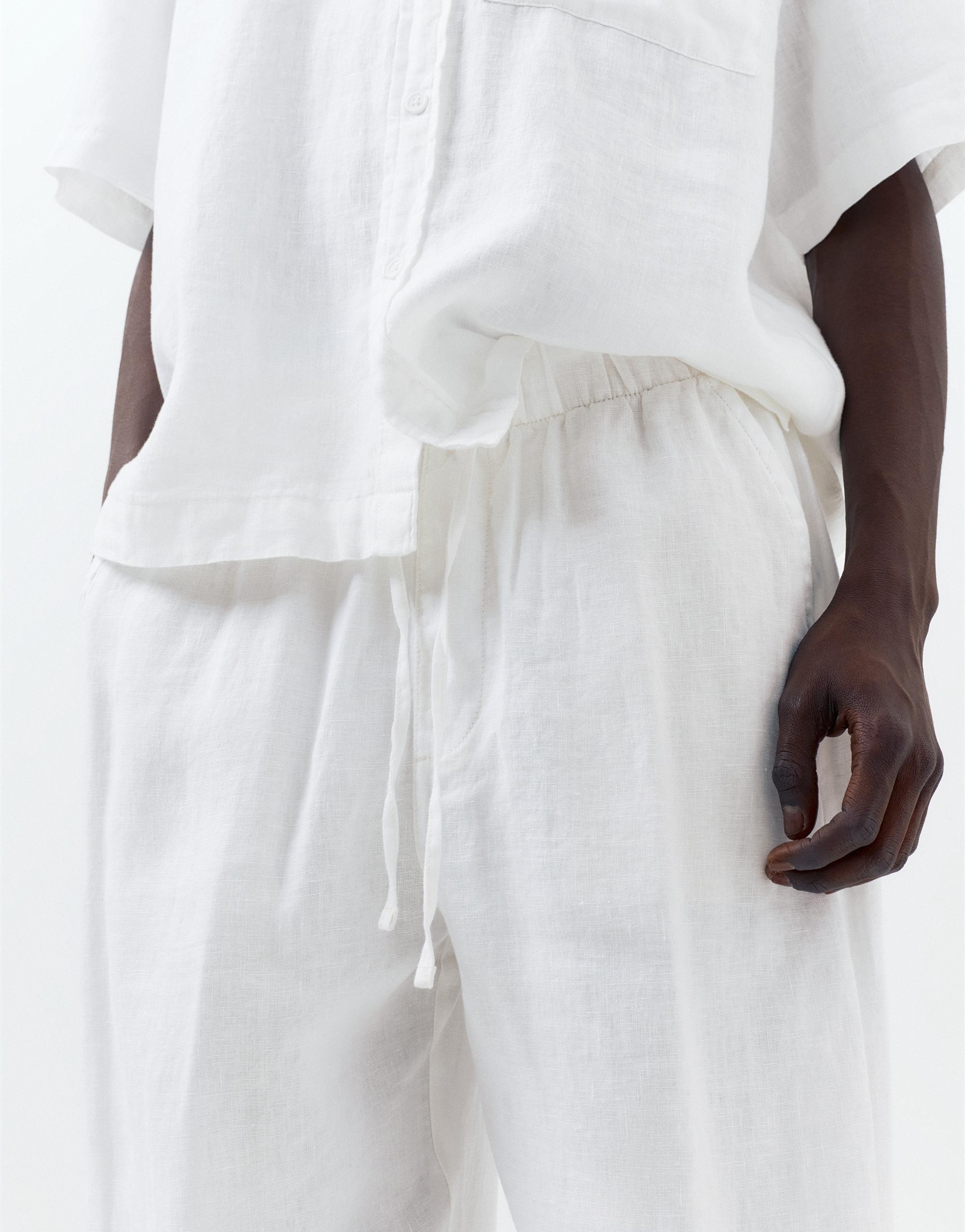 100% linen jogger trousers — White