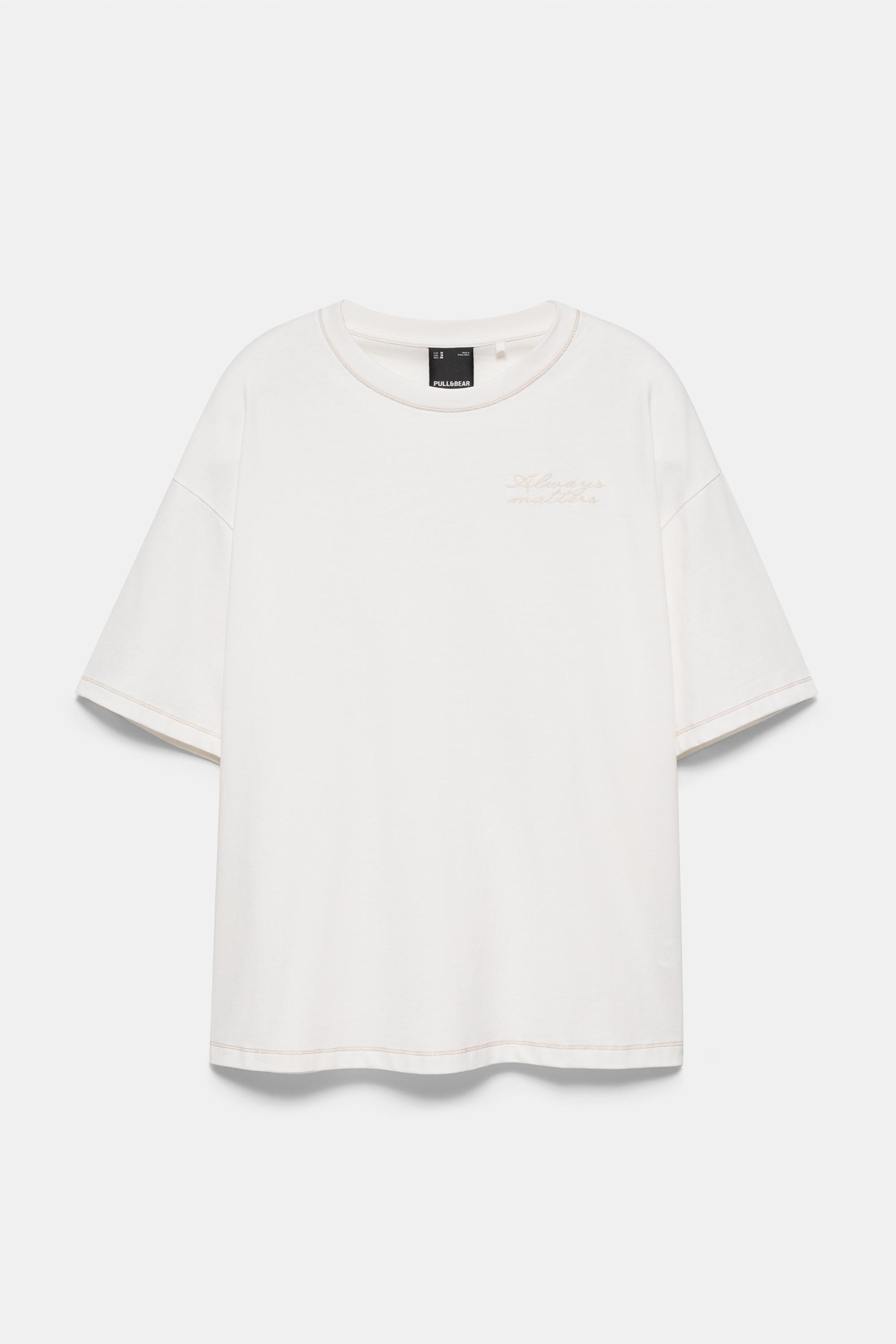 Embroidered graphic T-shirt — Ecru