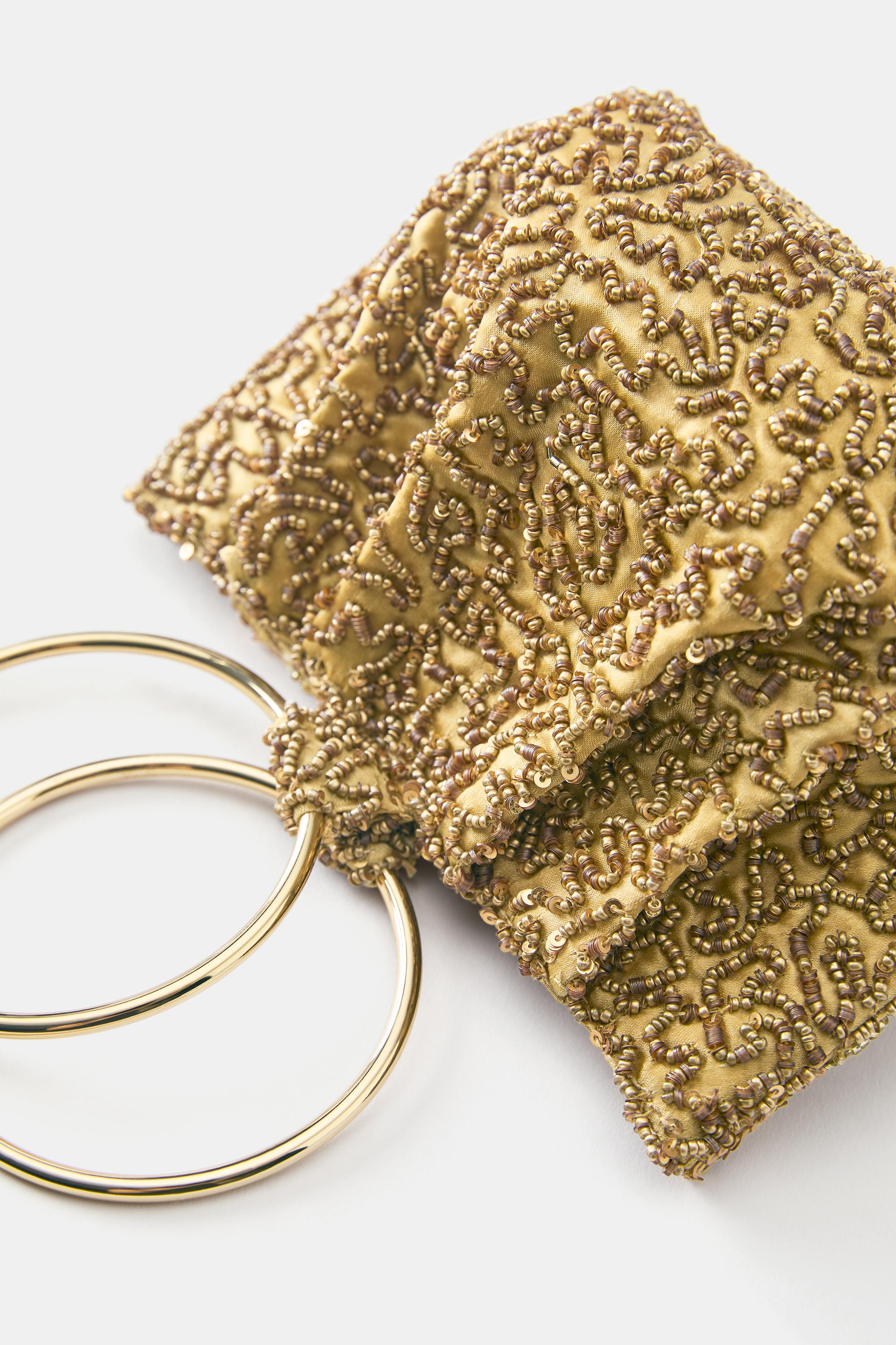 Beaded handbag — Gold
