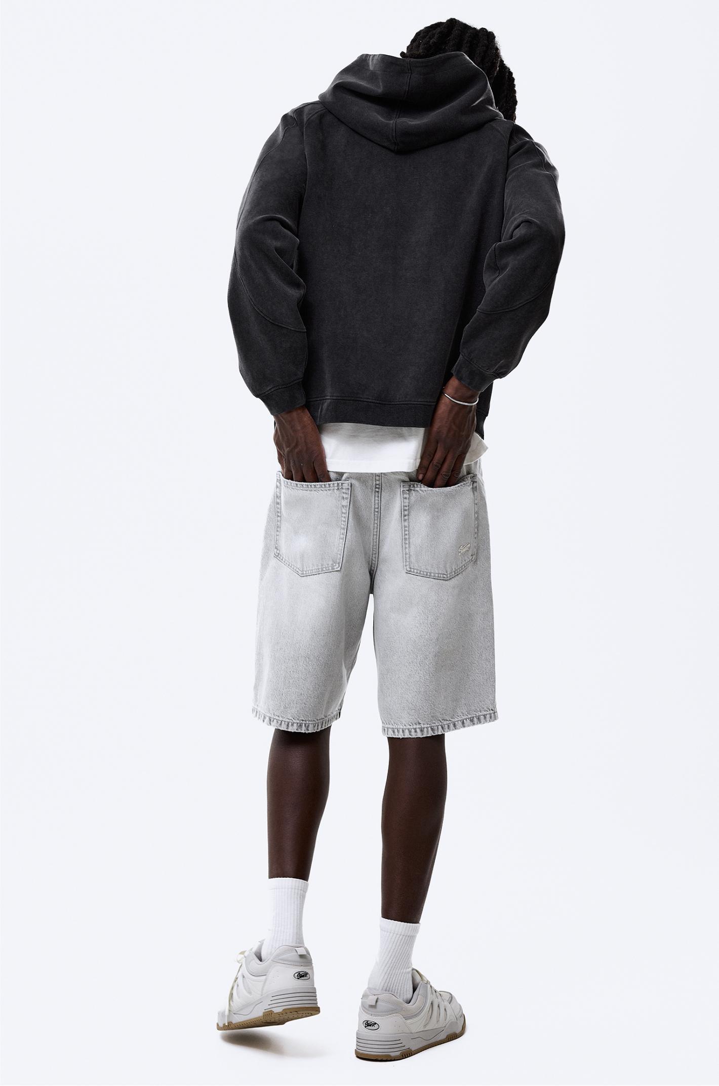 Baggy denim Bermuda shorts — Dark grey