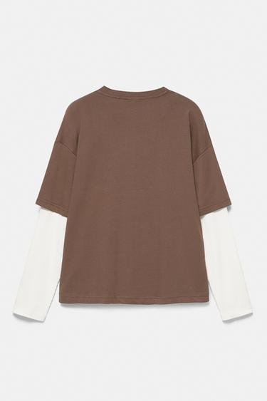 Double-layer long sleeve T-shirt — Brown 6