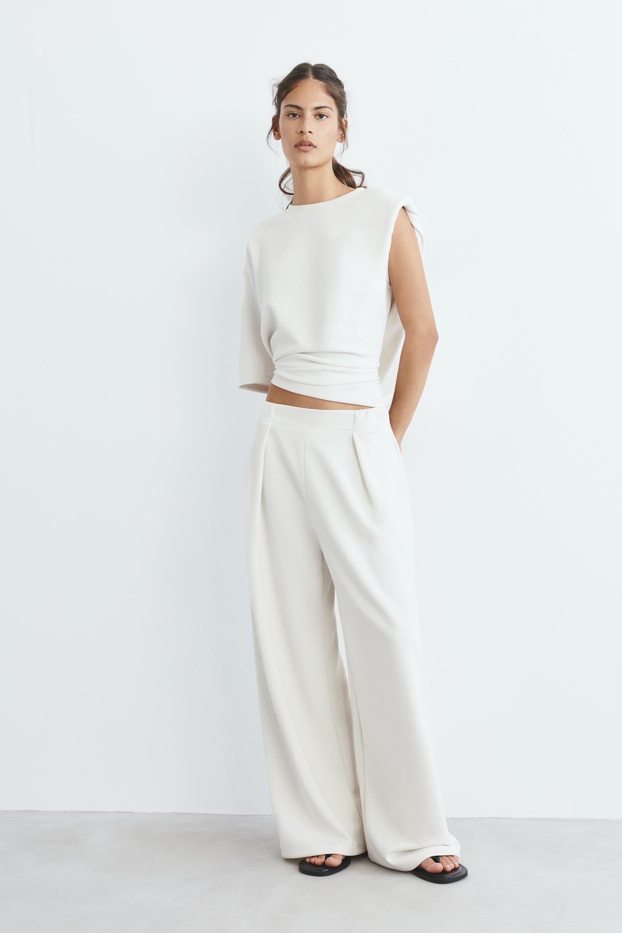 Pantaloni Wide Leg Con Pinces, Morbidi