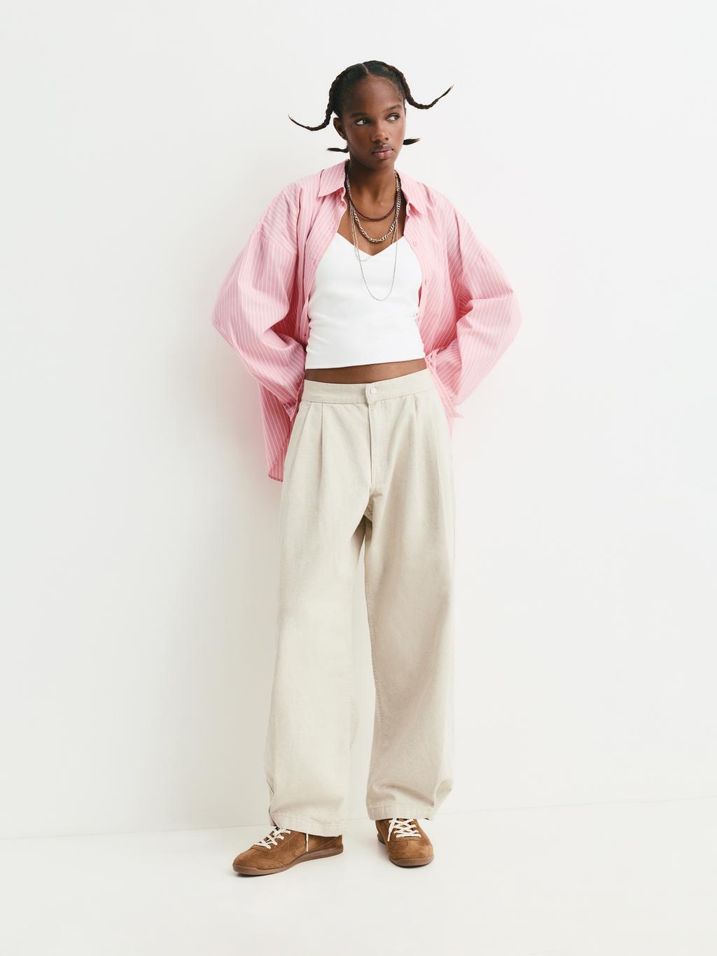Smart linen blend pants PULL&BEAR - Main Image