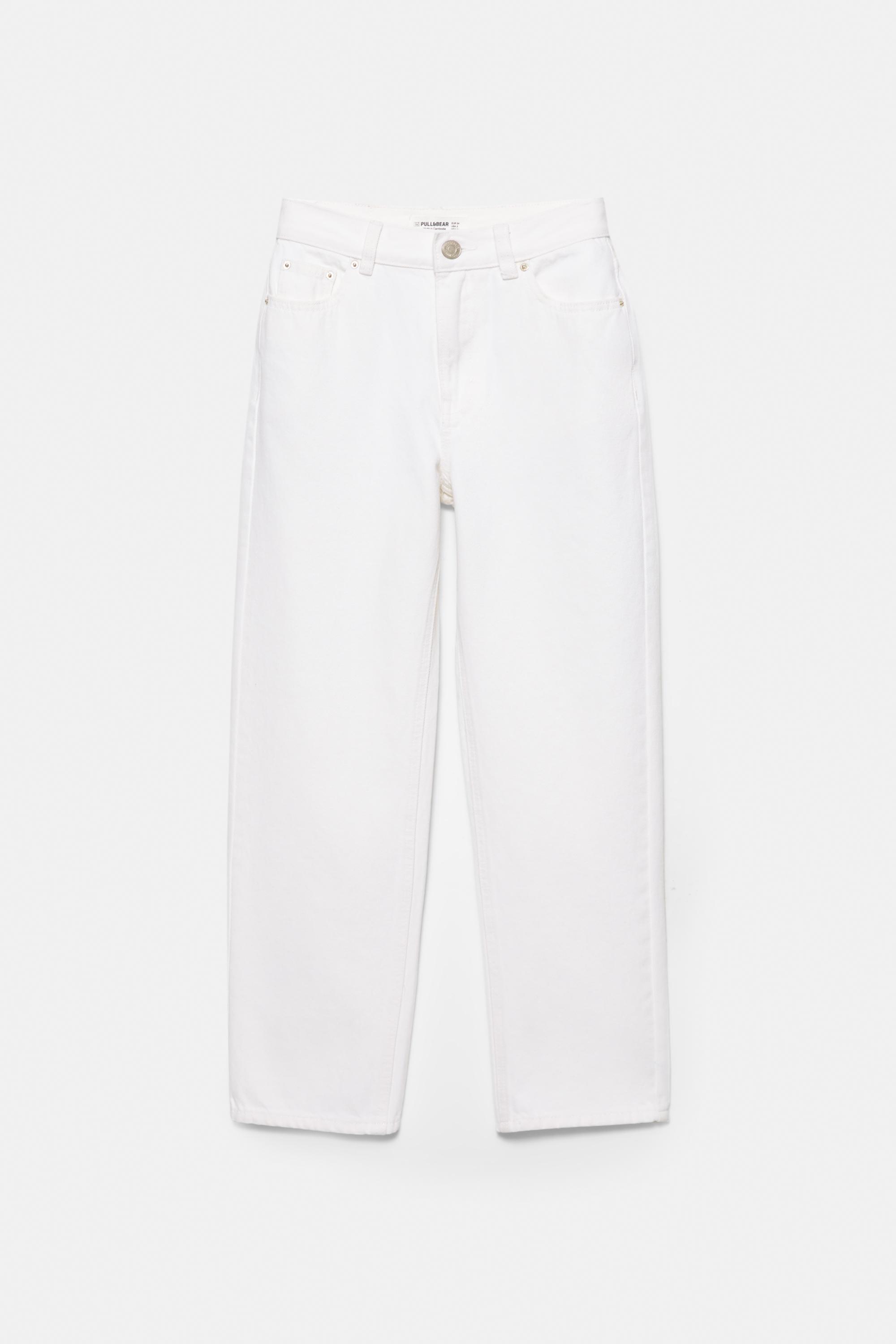 High-waist mom jeans — Bright white