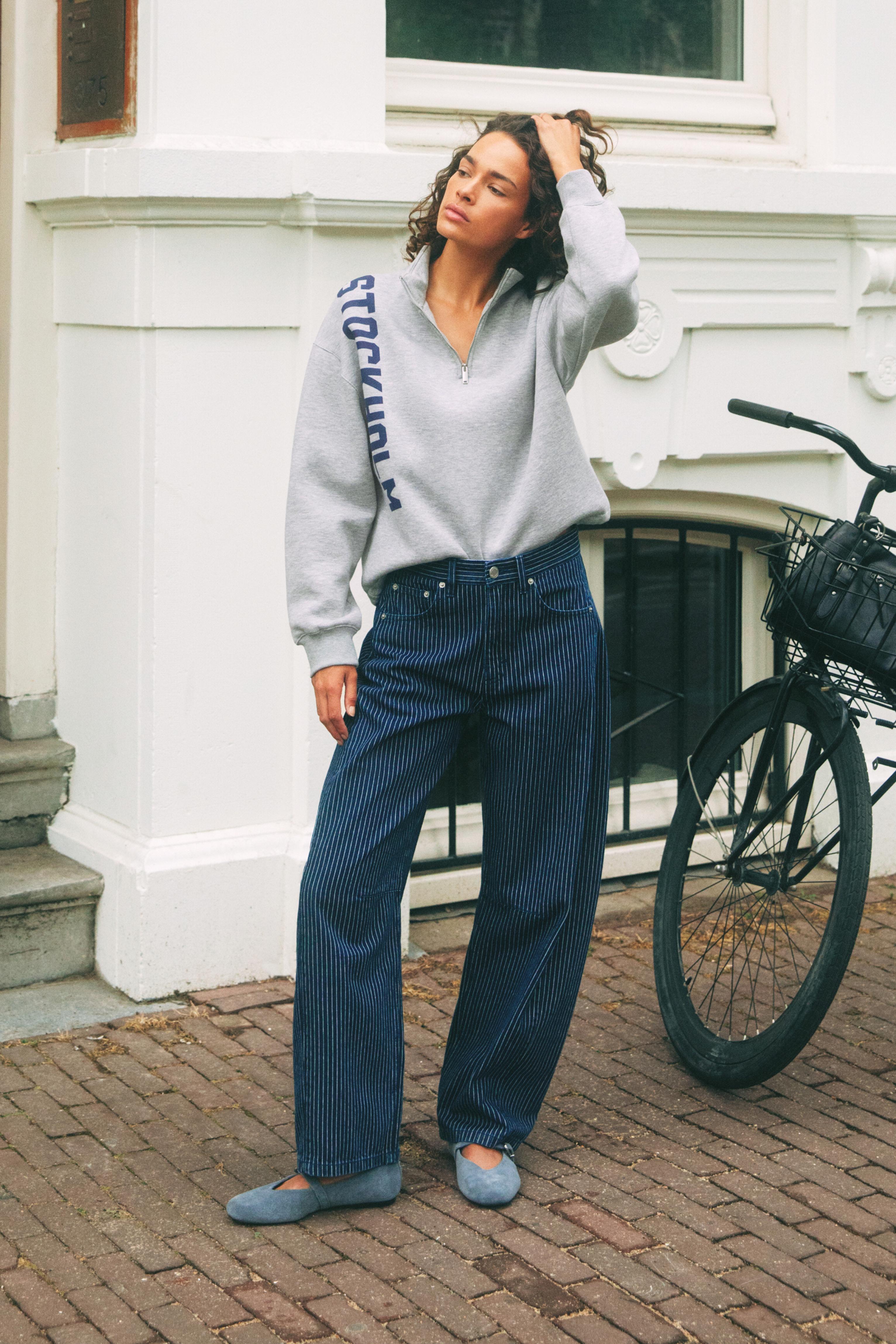 Stockholm quarter-zip sweatshirt — Grey marl