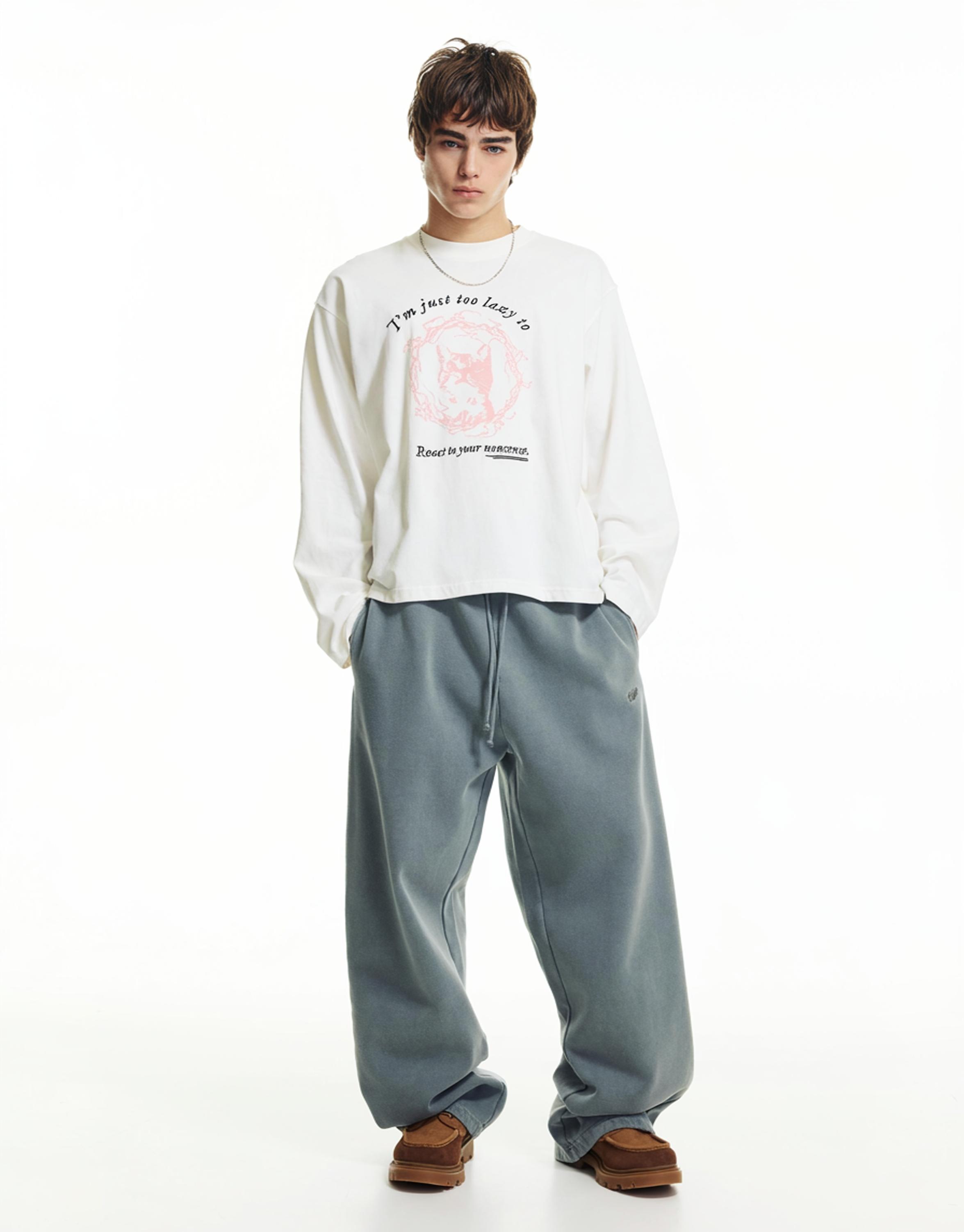 Kedi grafik baskılı t-shirt - Görsel 7