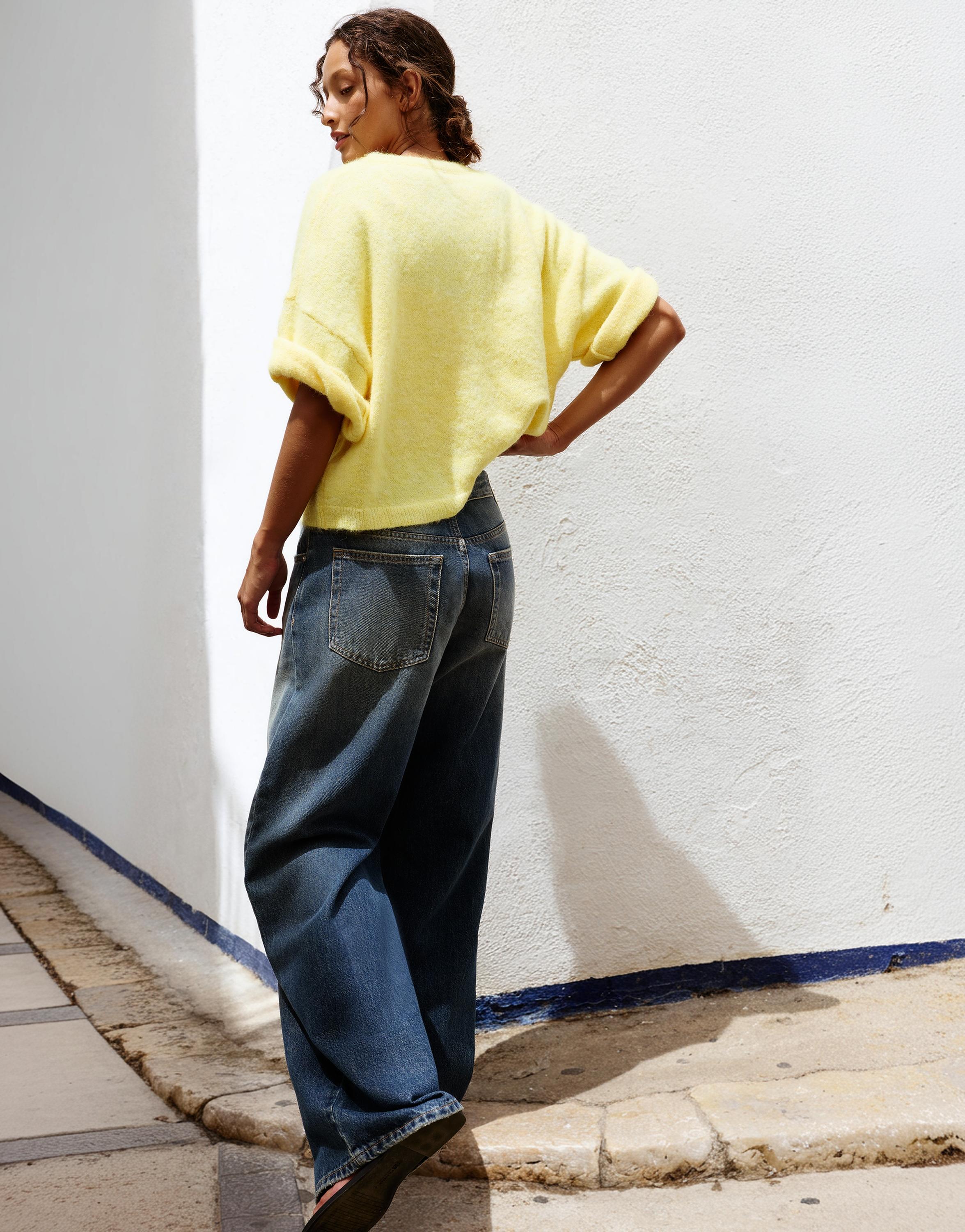 Short sleeve cardigan — Yellow