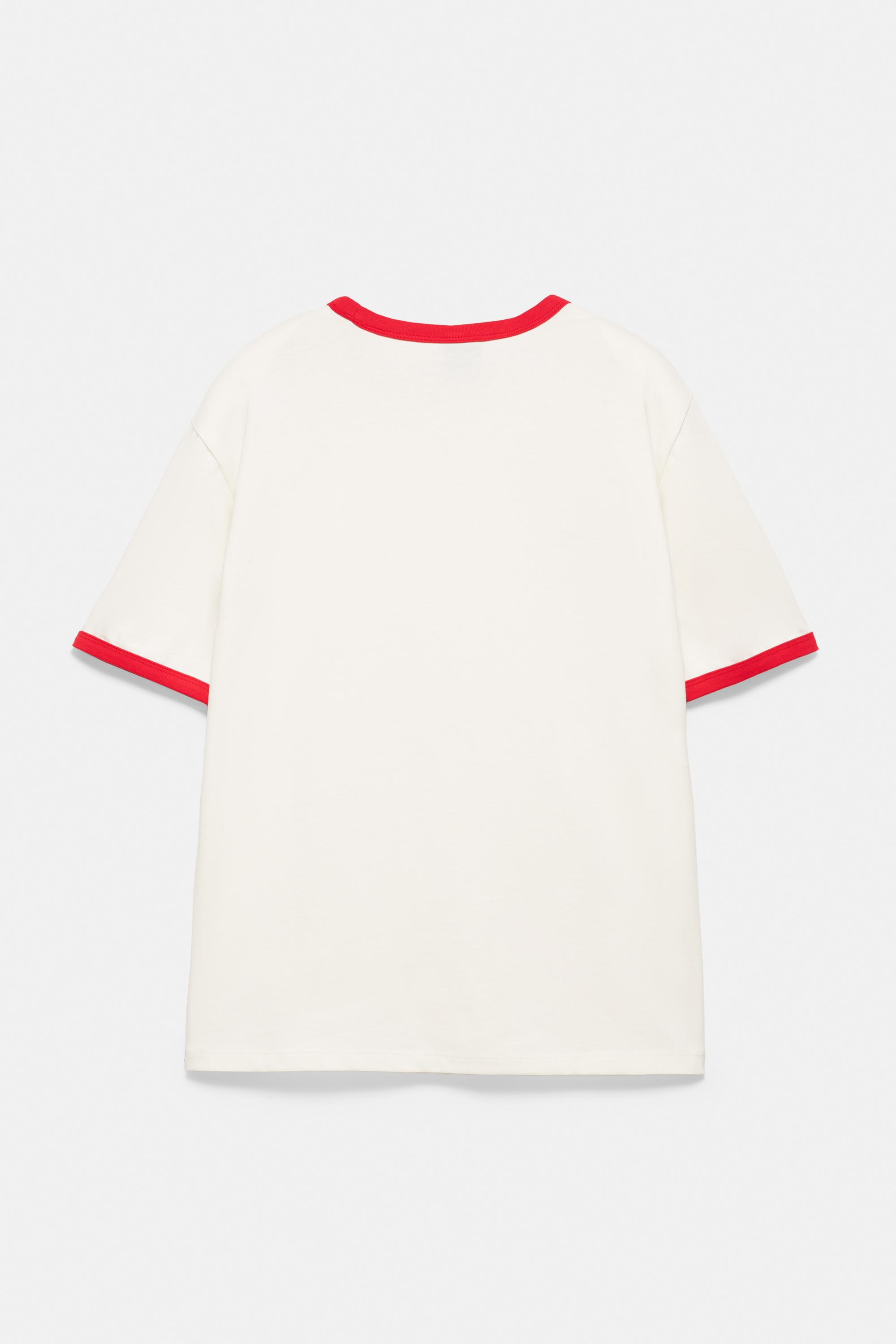 Contrast trim T-shirt — Red