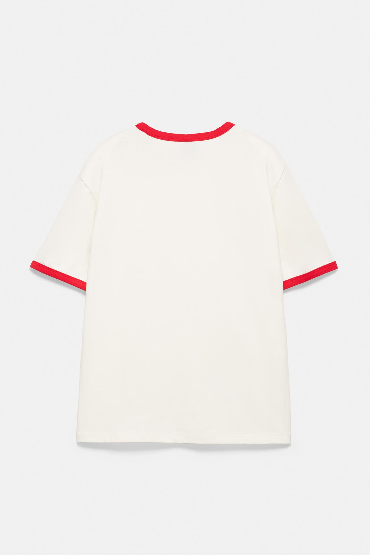 Contrast trim T-shirt — Red