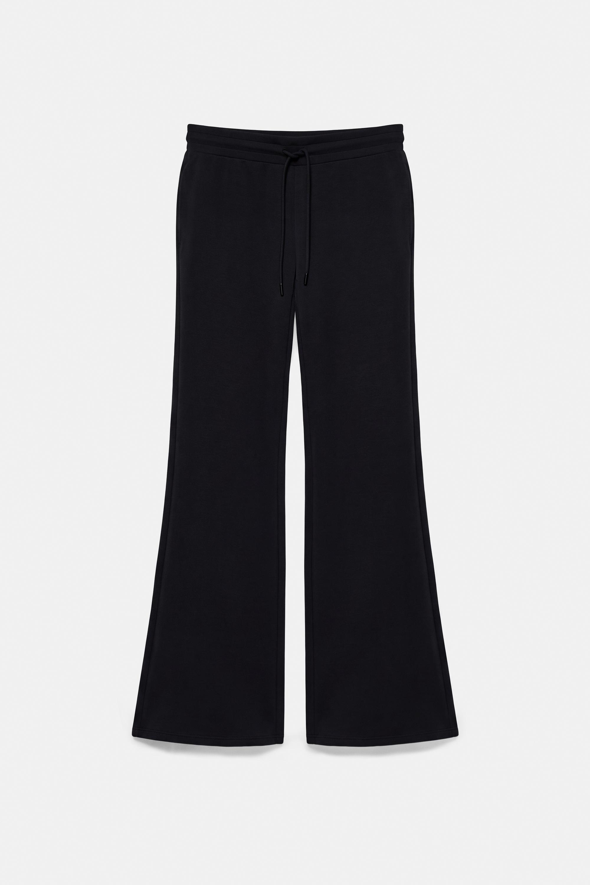 Modal flared trousers — Black
