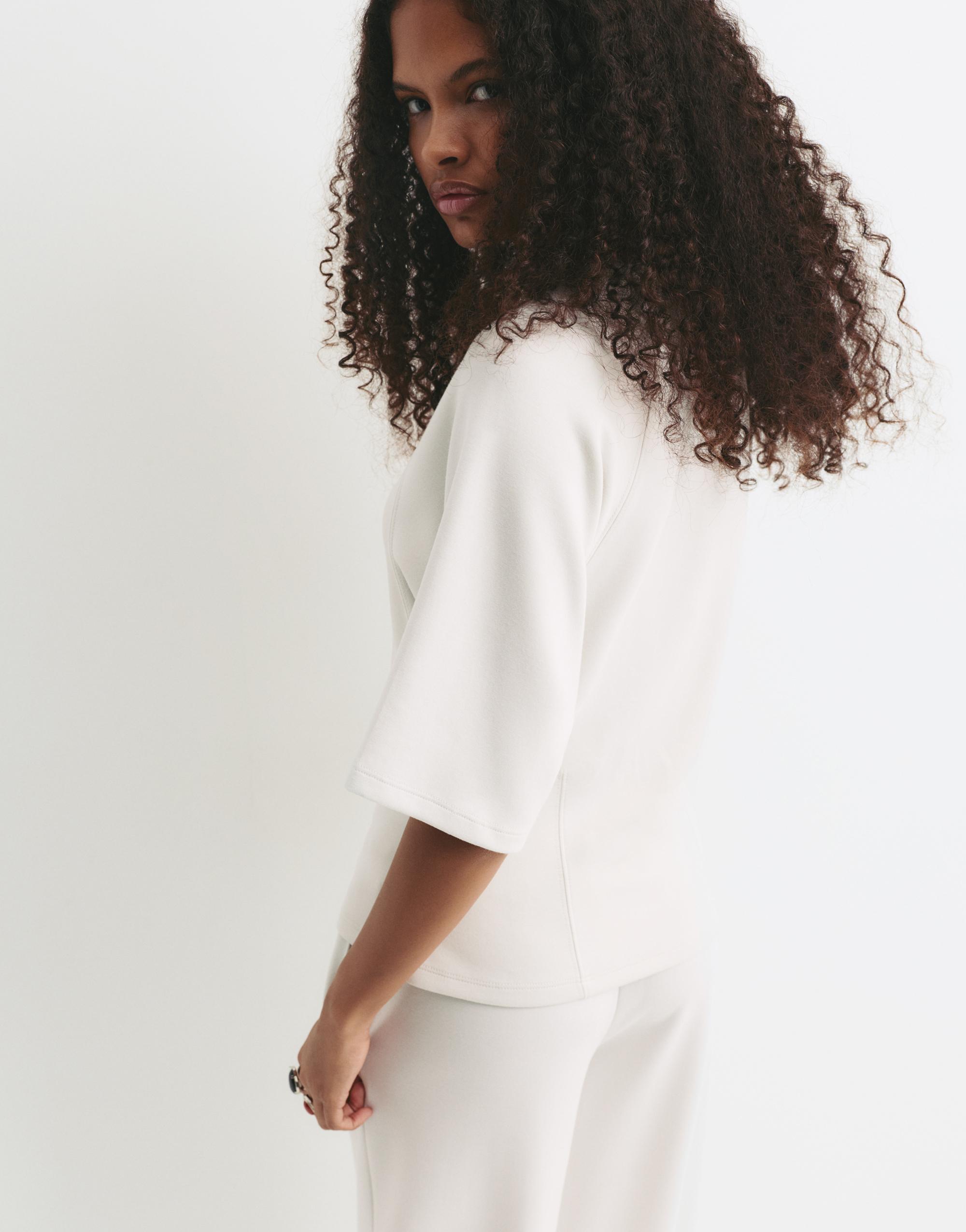 Soft touch short sleeve sweatshirt — Ecru
