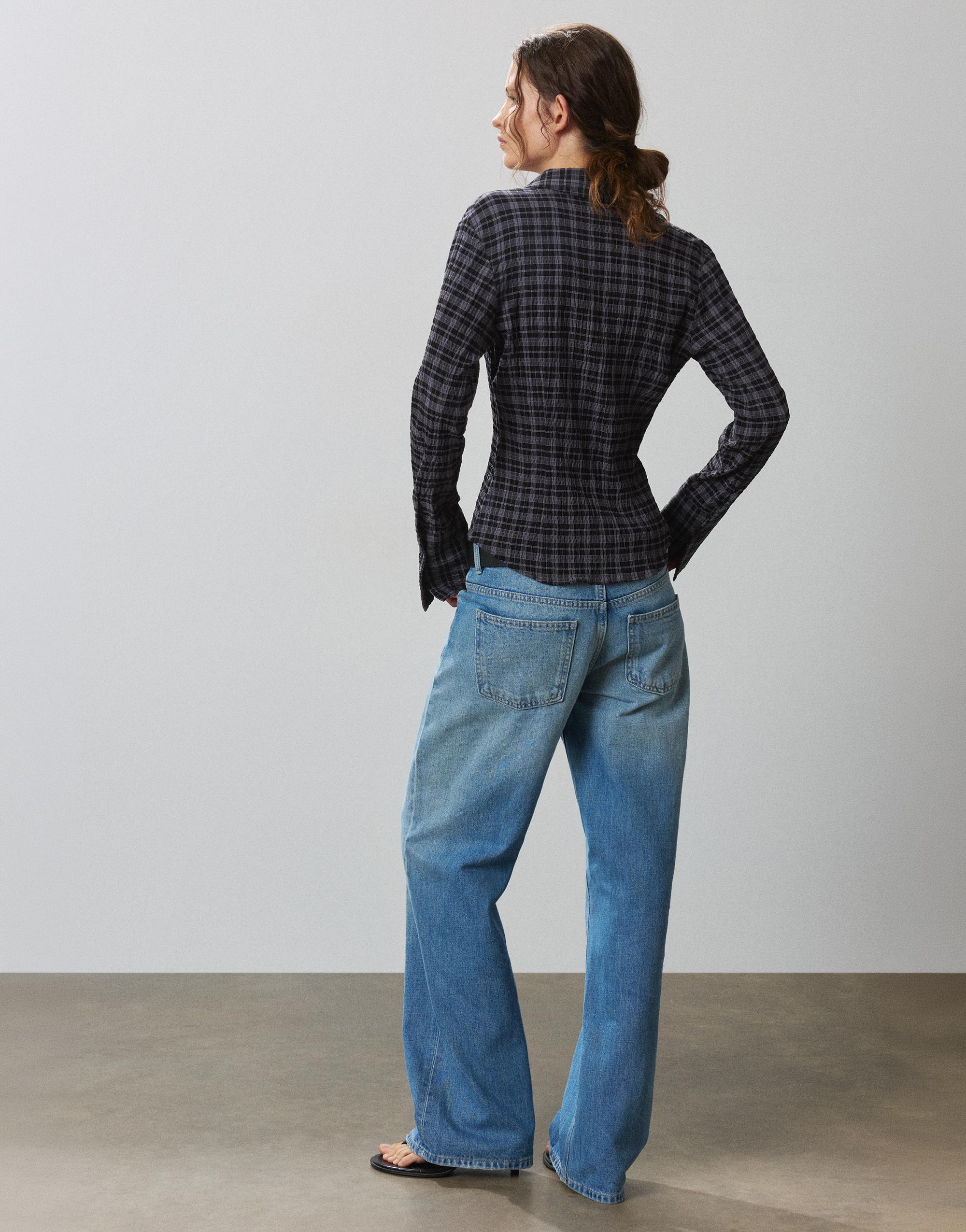 Darted check shirt — Anthracite grey