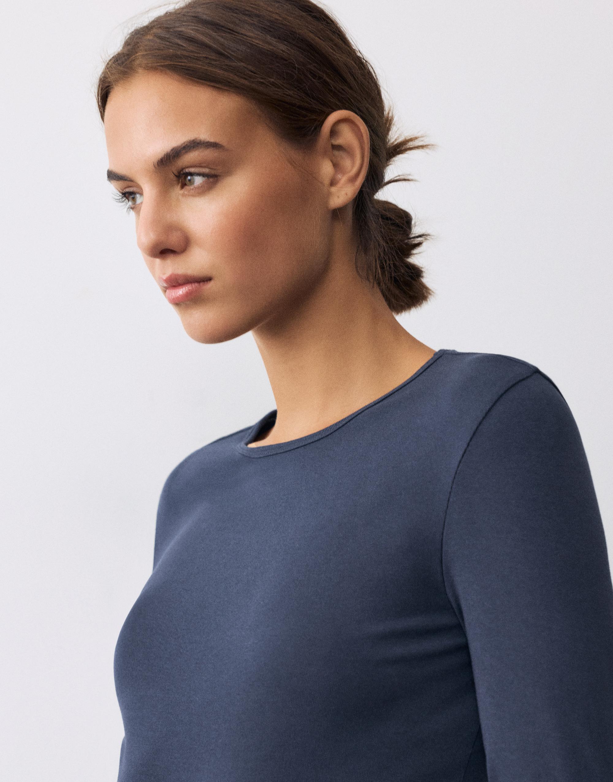 Fitted long sleeve T-shirt — Navy