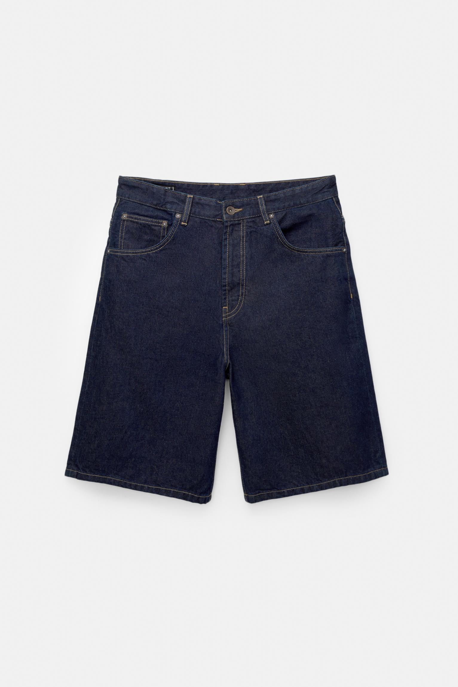 Baggy denim Bermuda shorts — Navy