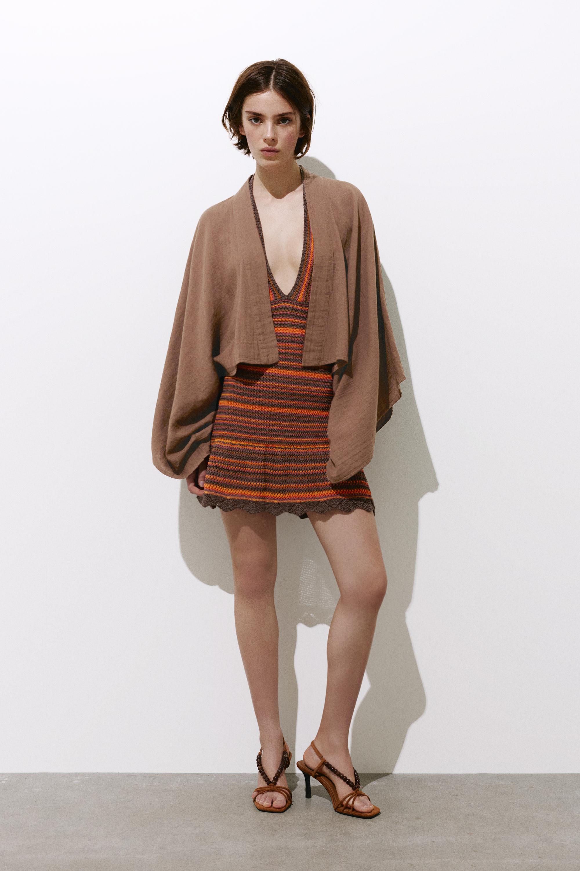 Short chiffon kimono — Brown