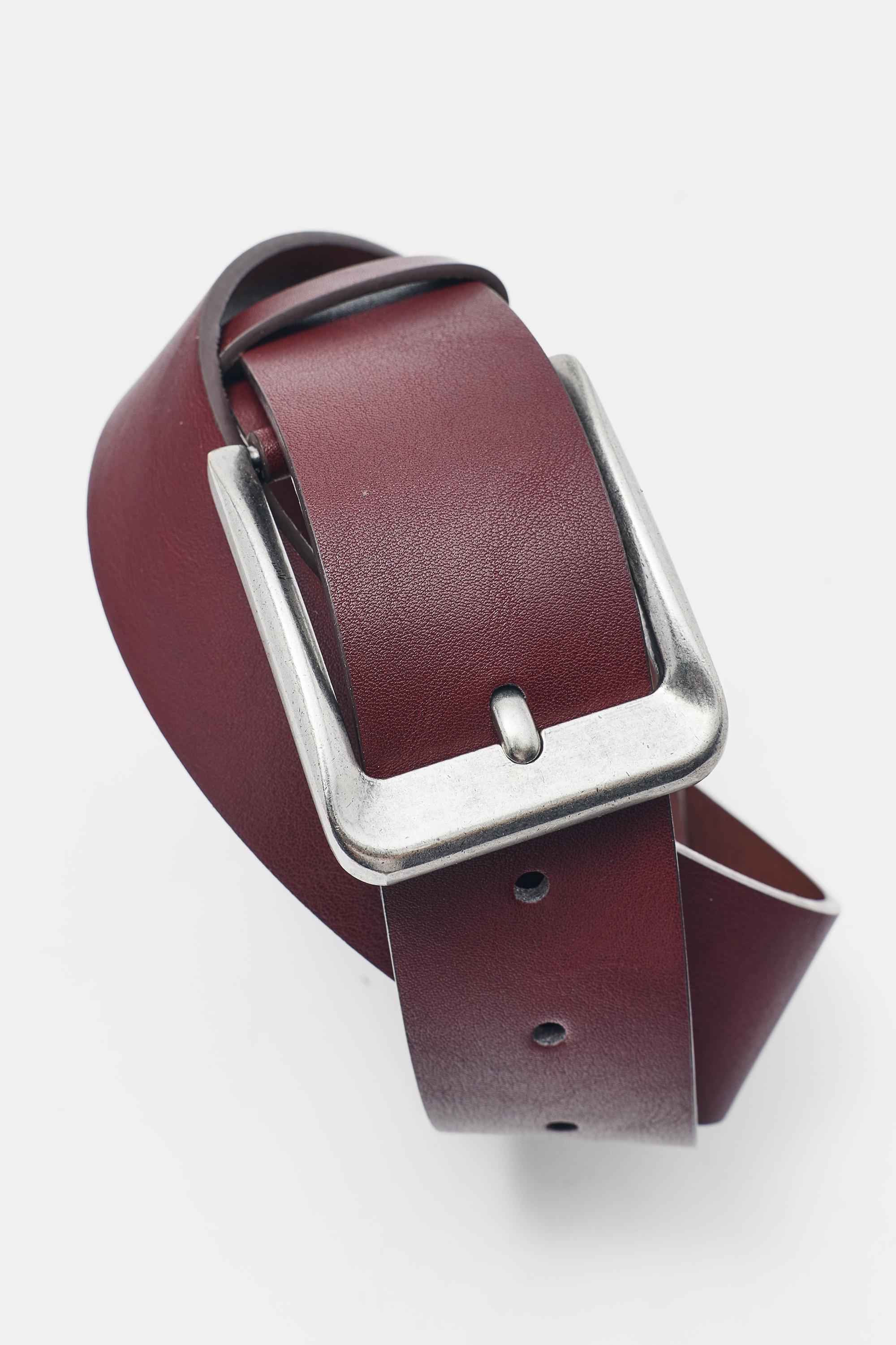 Basic leather effect belt — Maroon