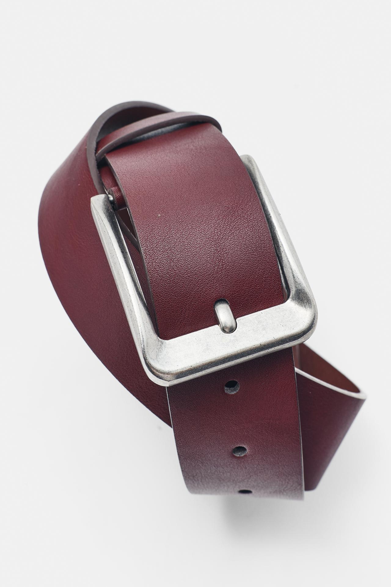 Basic leather effect belt — Maroon