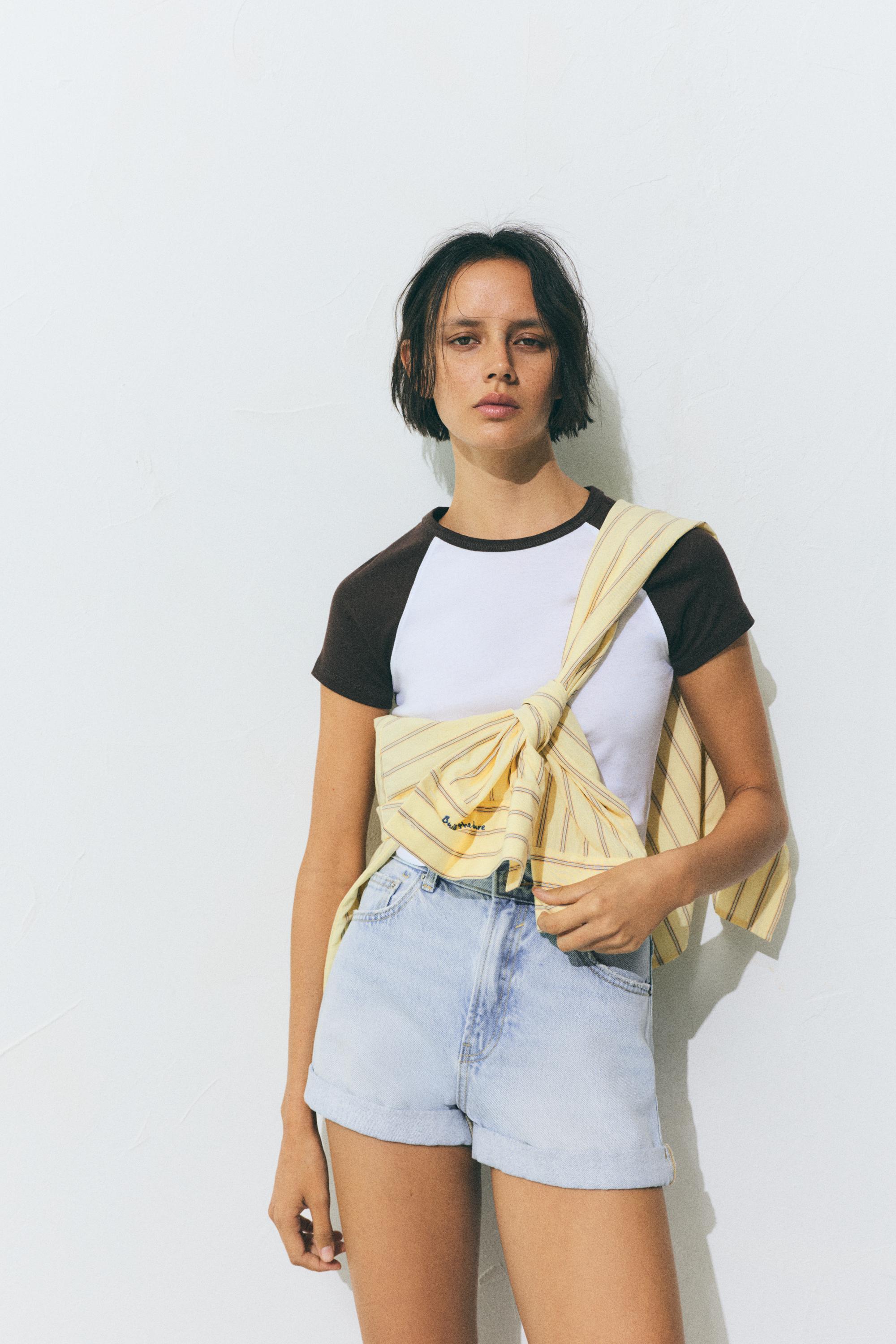 Mom fit paçası kıvrık denim şort - Görsel 43