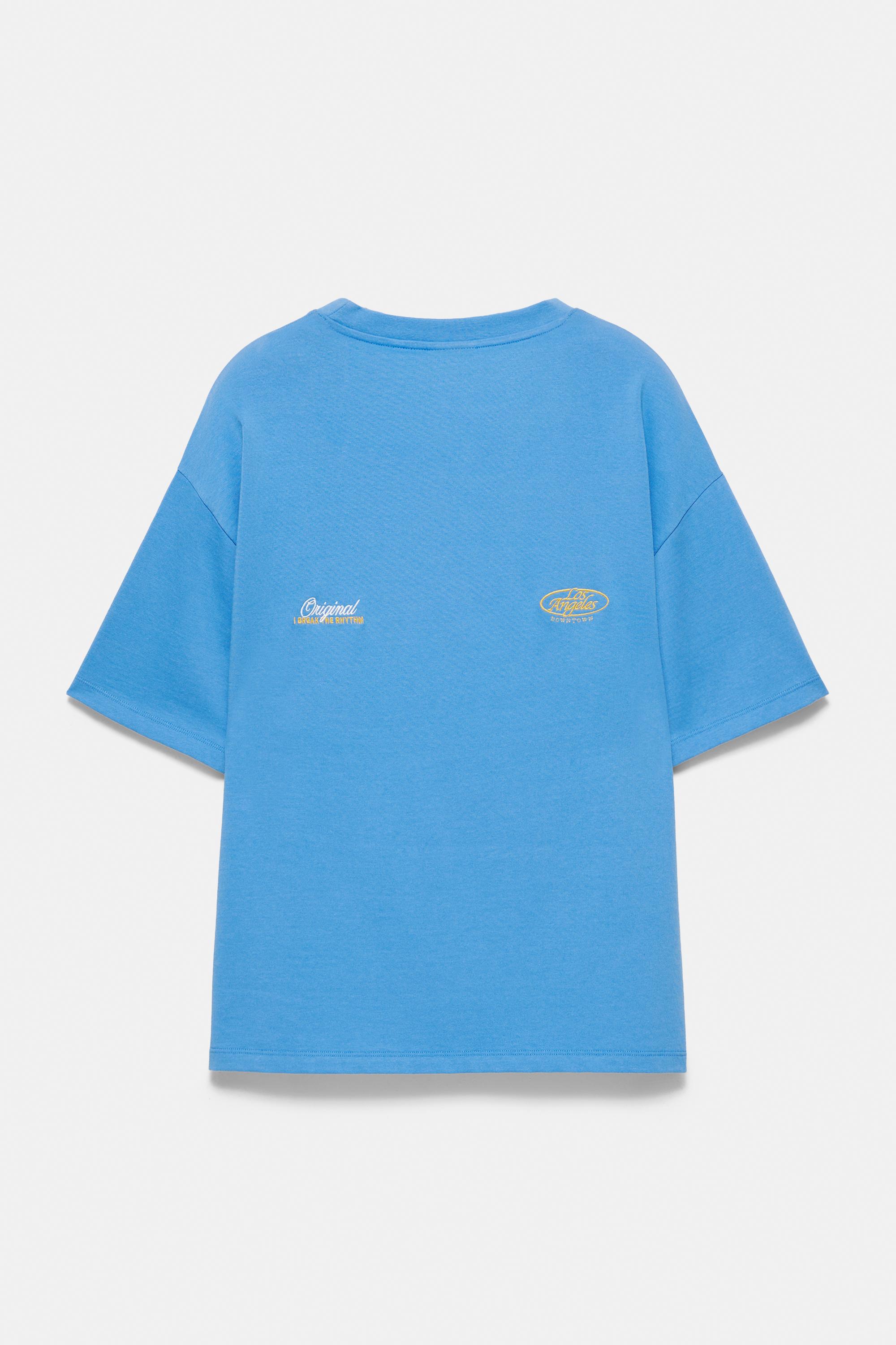 Embroidered graphic T-shirt — Deep blue