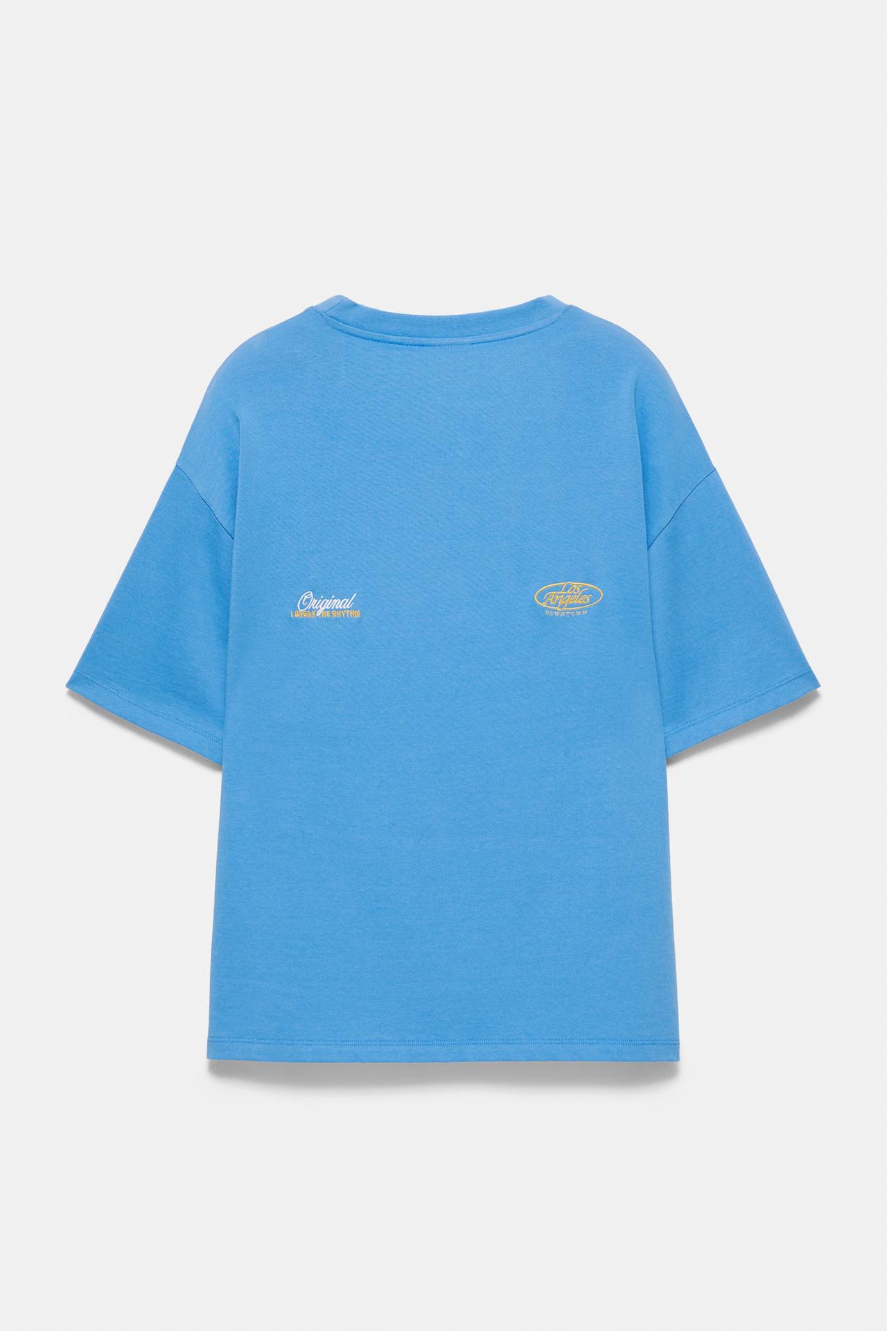 Embroidered graphic T-shirt — Deep blue