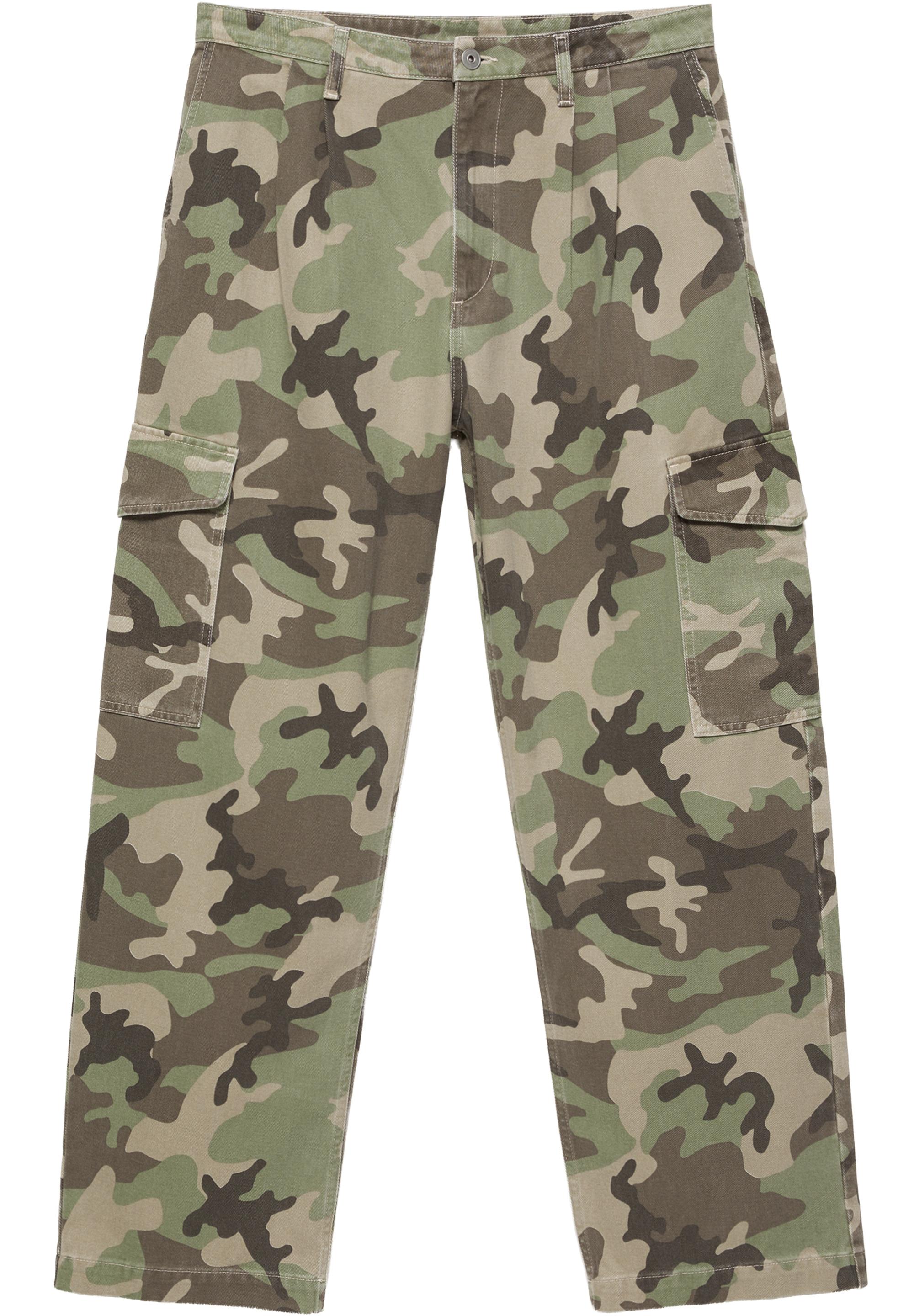Printed cargo trousers — Khaki