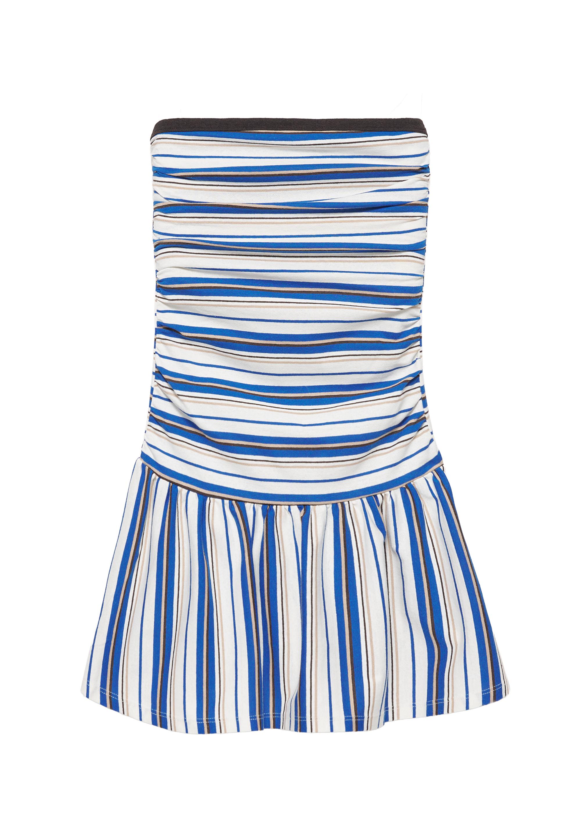 Short striped balloon dress — Striped