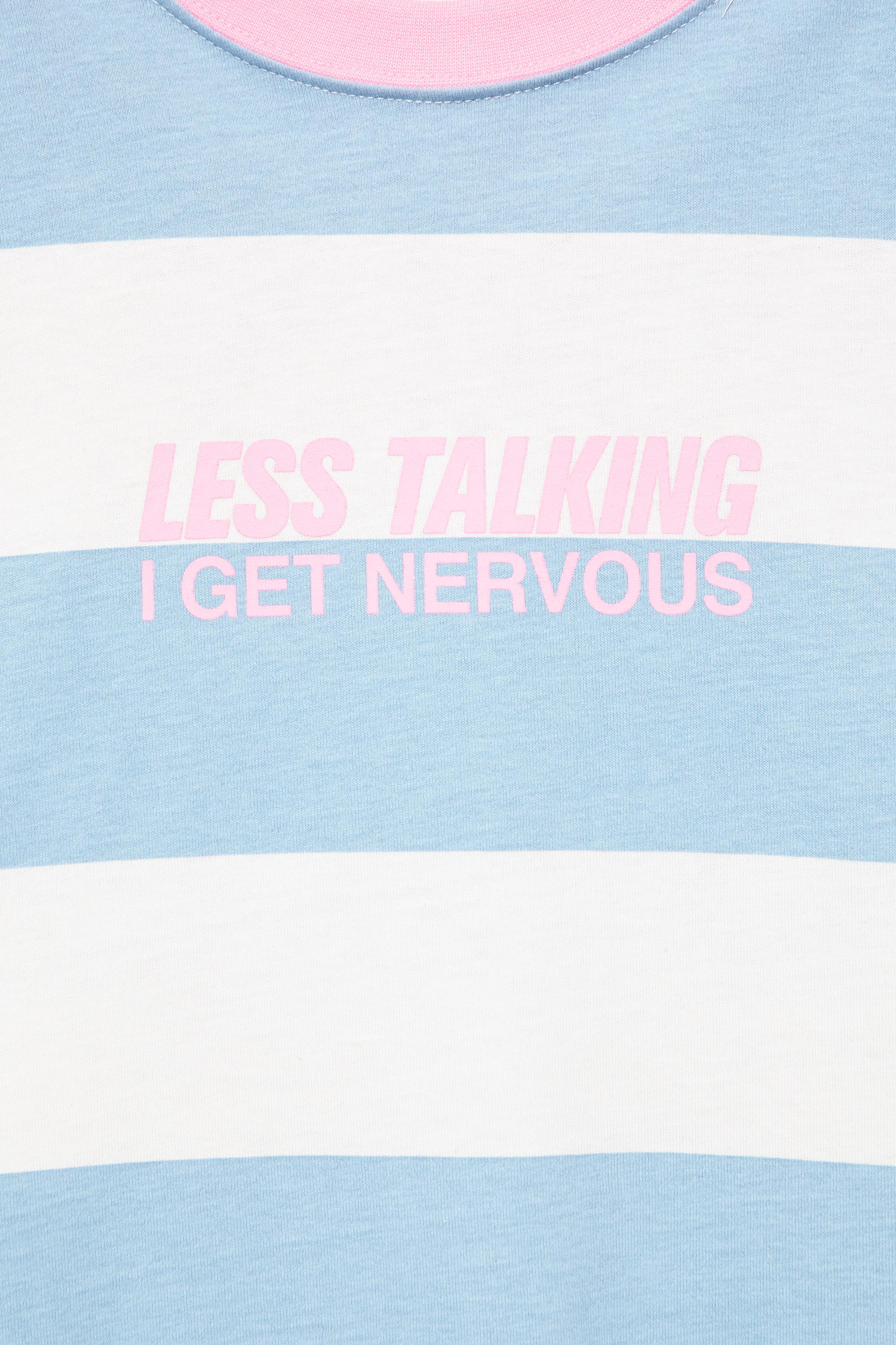 Oversize striped graphic T-shirt — Pale blue