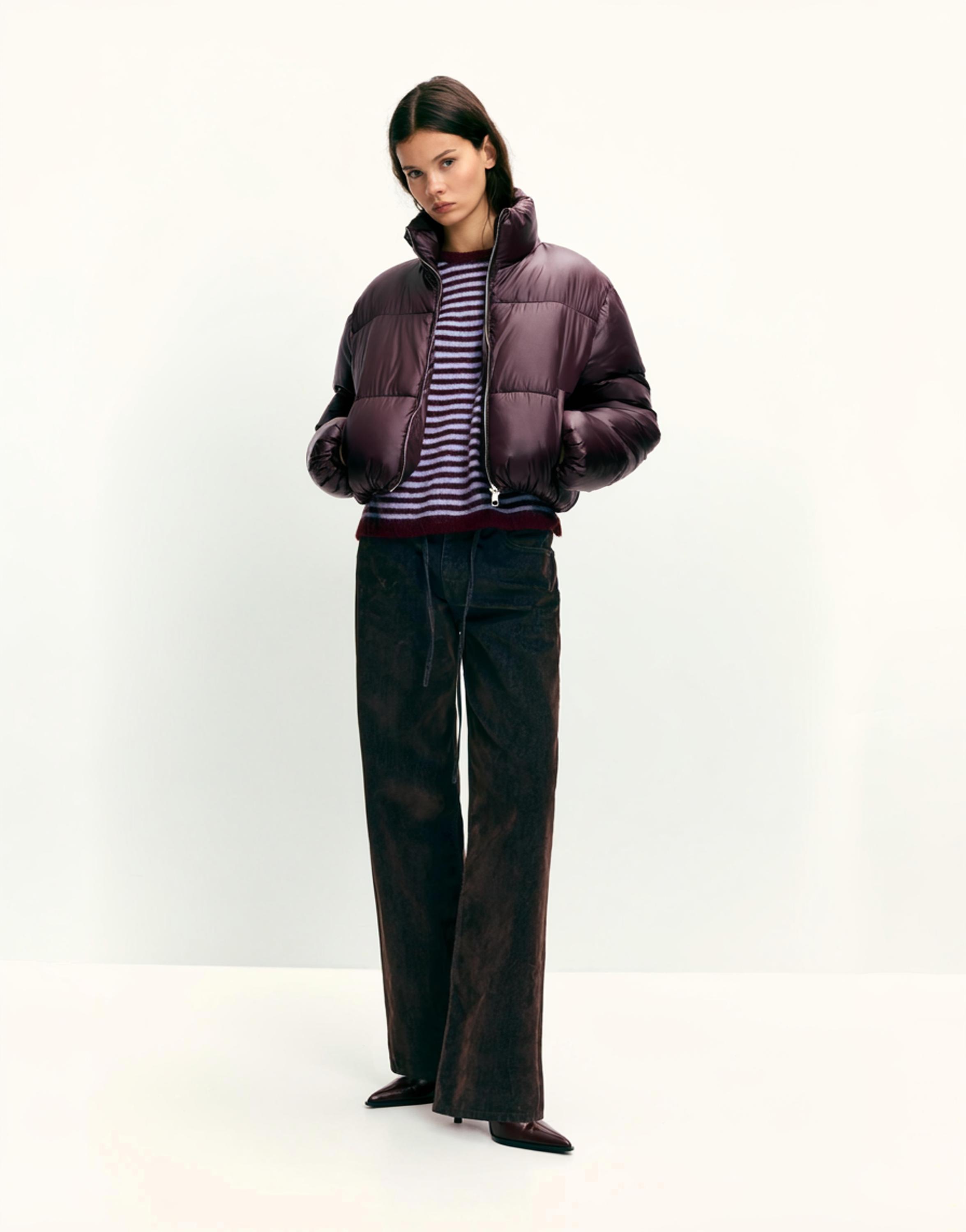 Puffer jacket with a shimmery finish — Burgundy