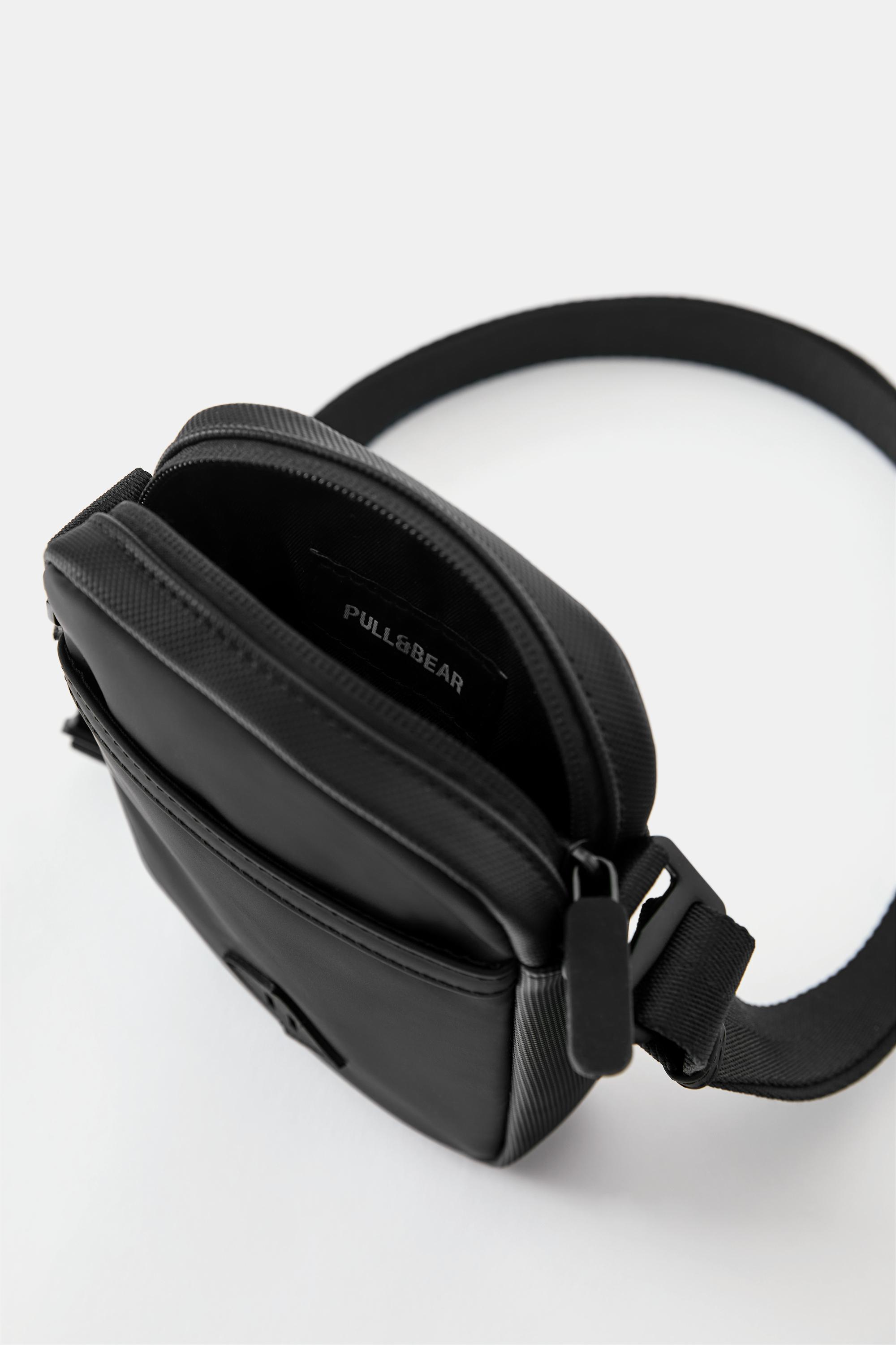 Rubberised crossbody bag — Black