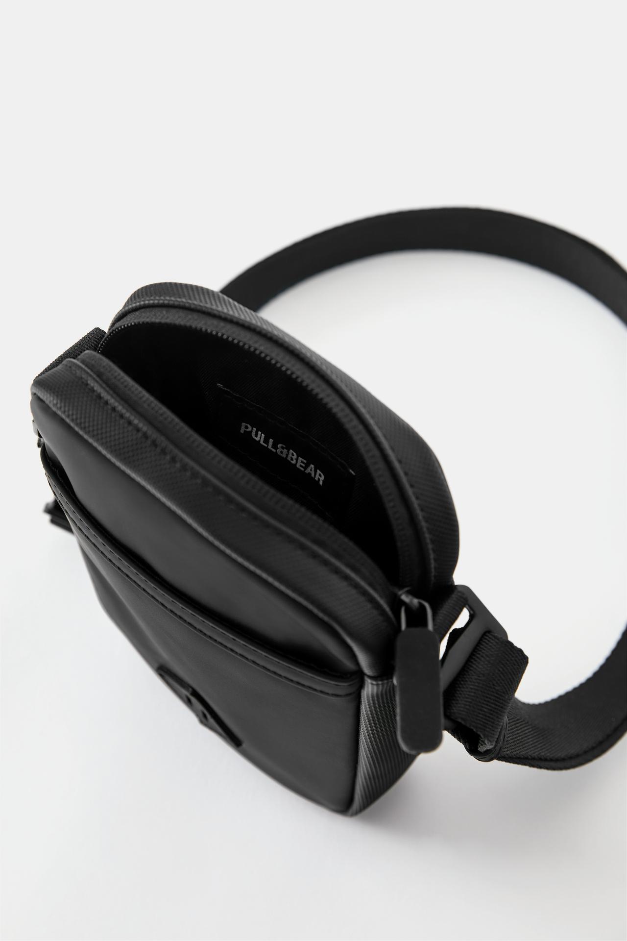 Rubberised crossbody bag — Black