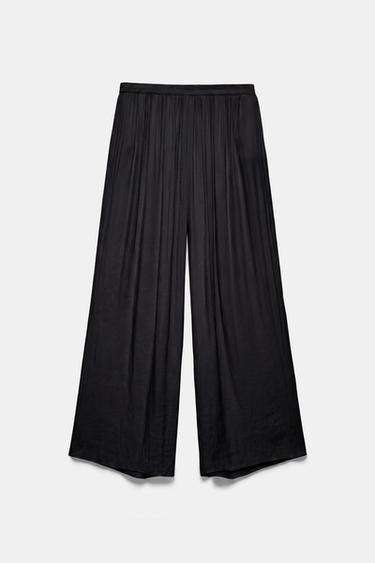 Satin wide-leg trousers — Black 5