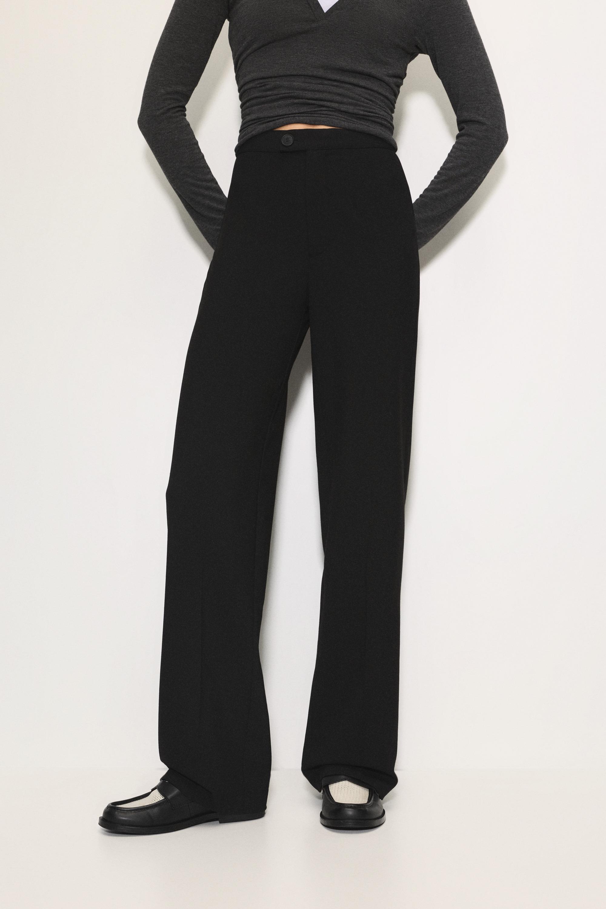 Straight-leg darted trousers — Black