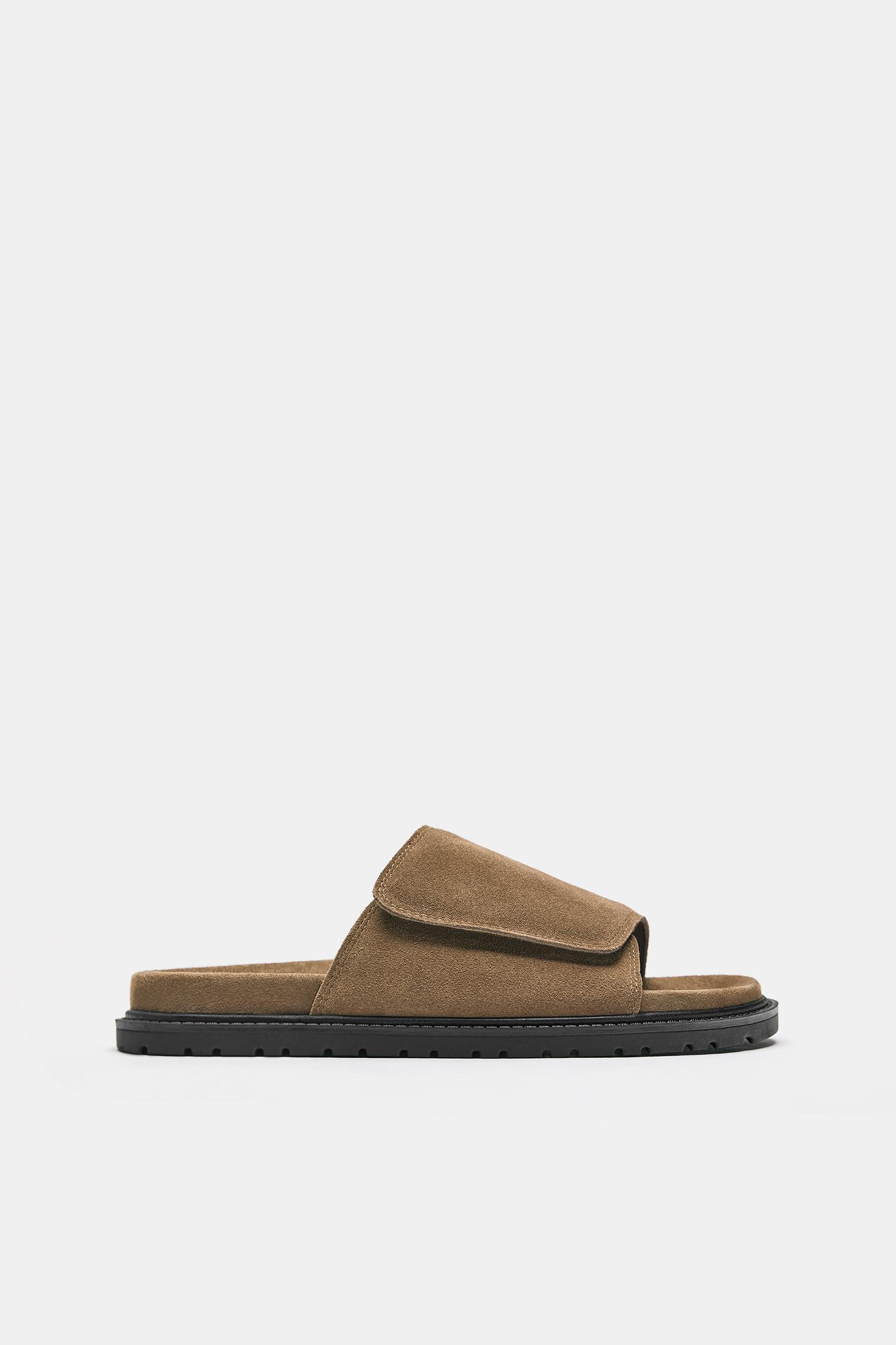 Flat leather sandals — Brown