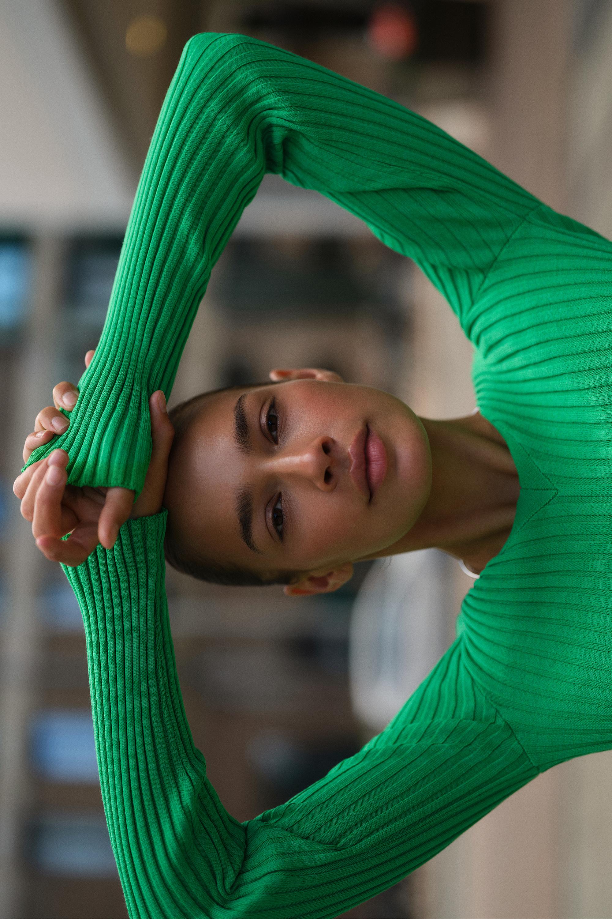 Pull&Bear Fitilli yeşil kazak görsel 7
