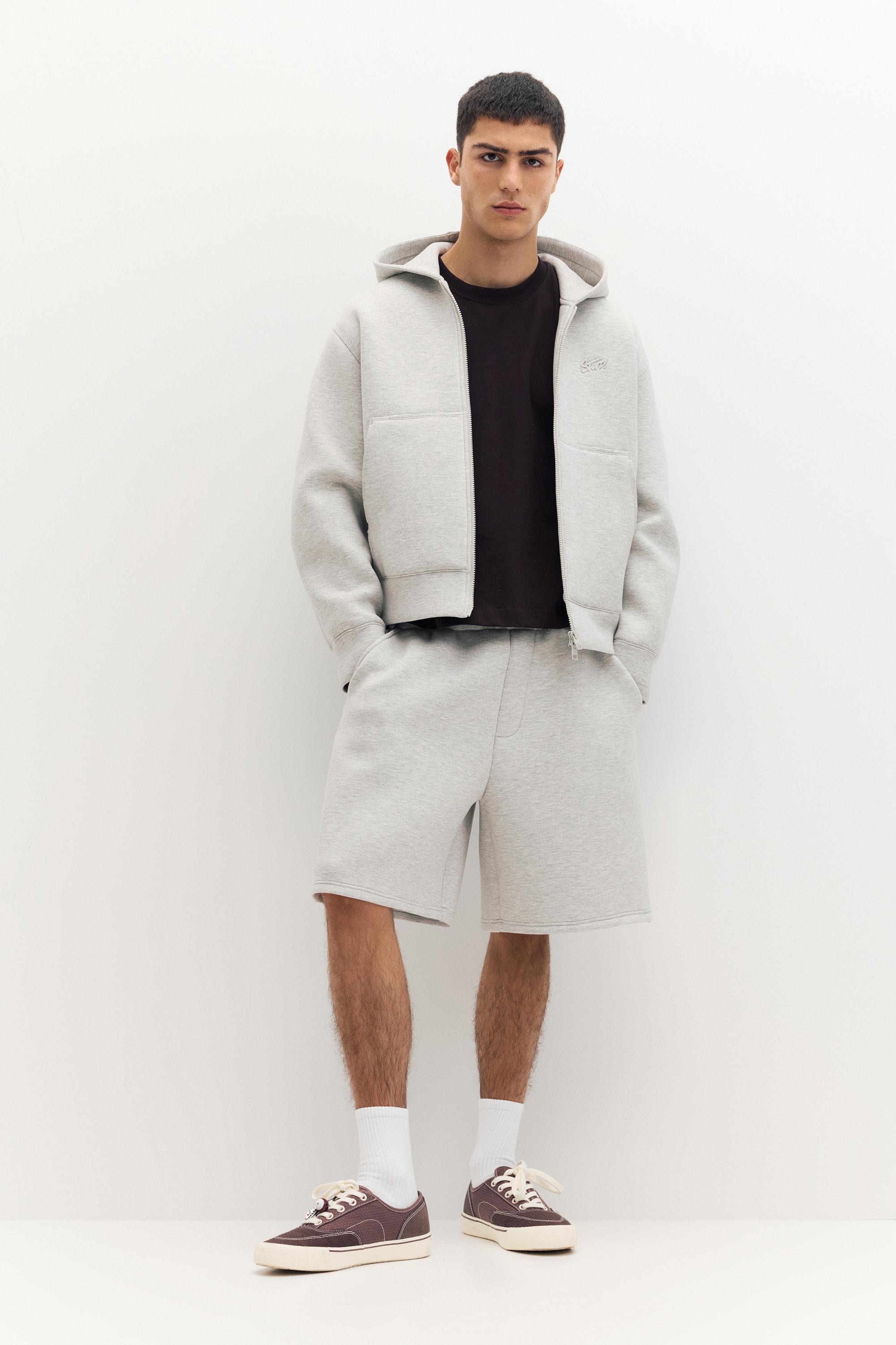 Neoprene-effect hoodie — Grey