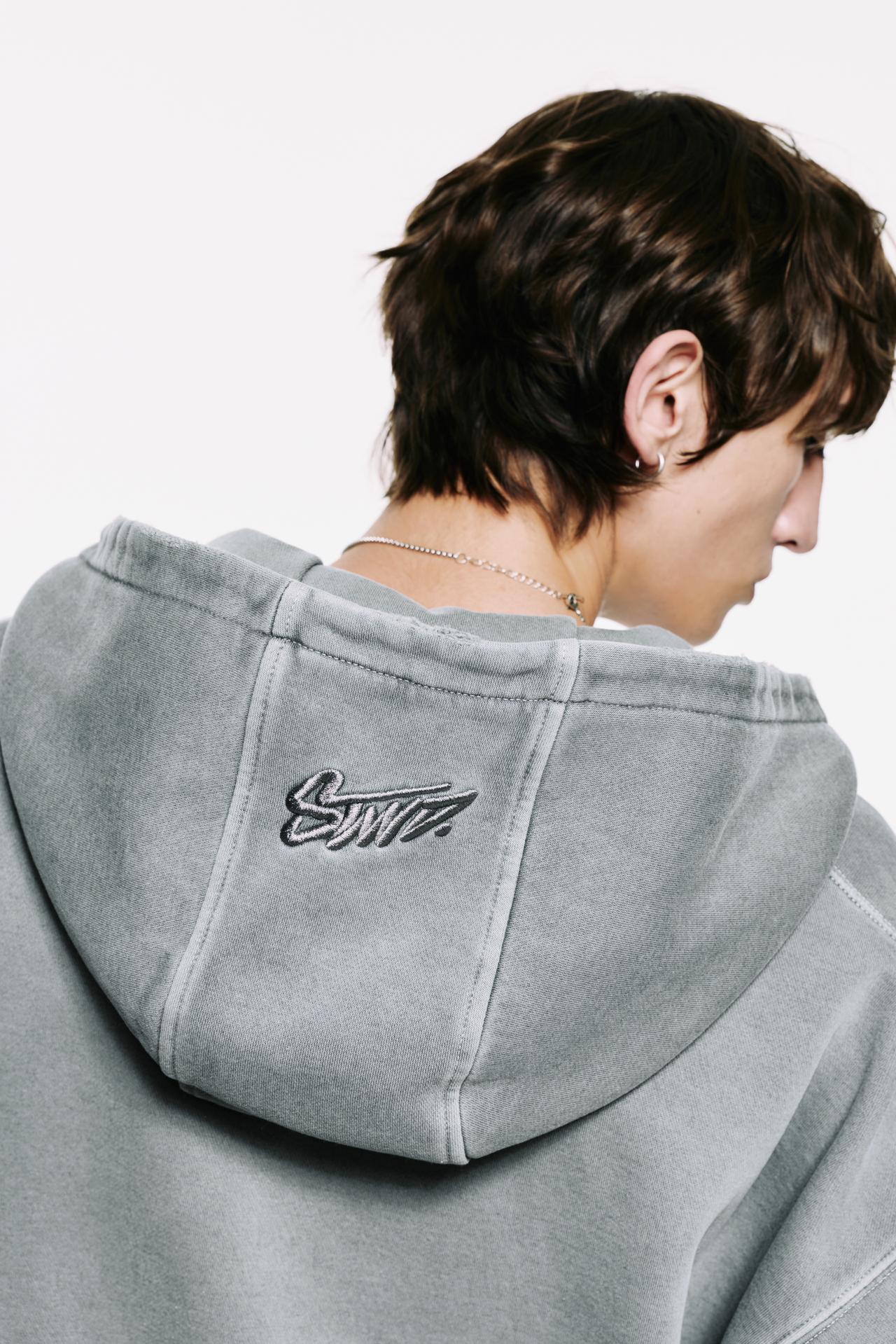 STWD hood zip-up sweatshirt — Grey