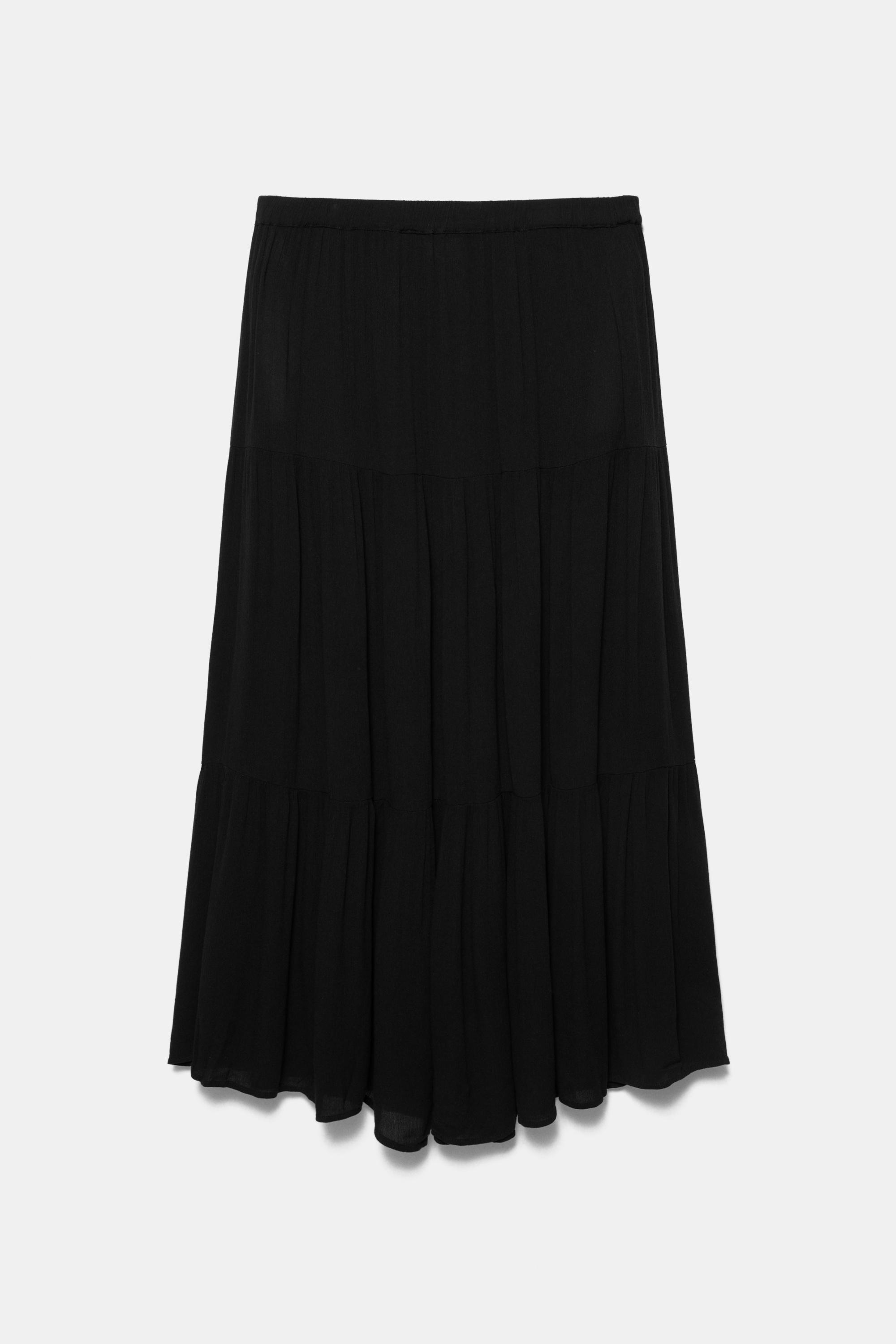 Flowy paneled midi skirt — Black