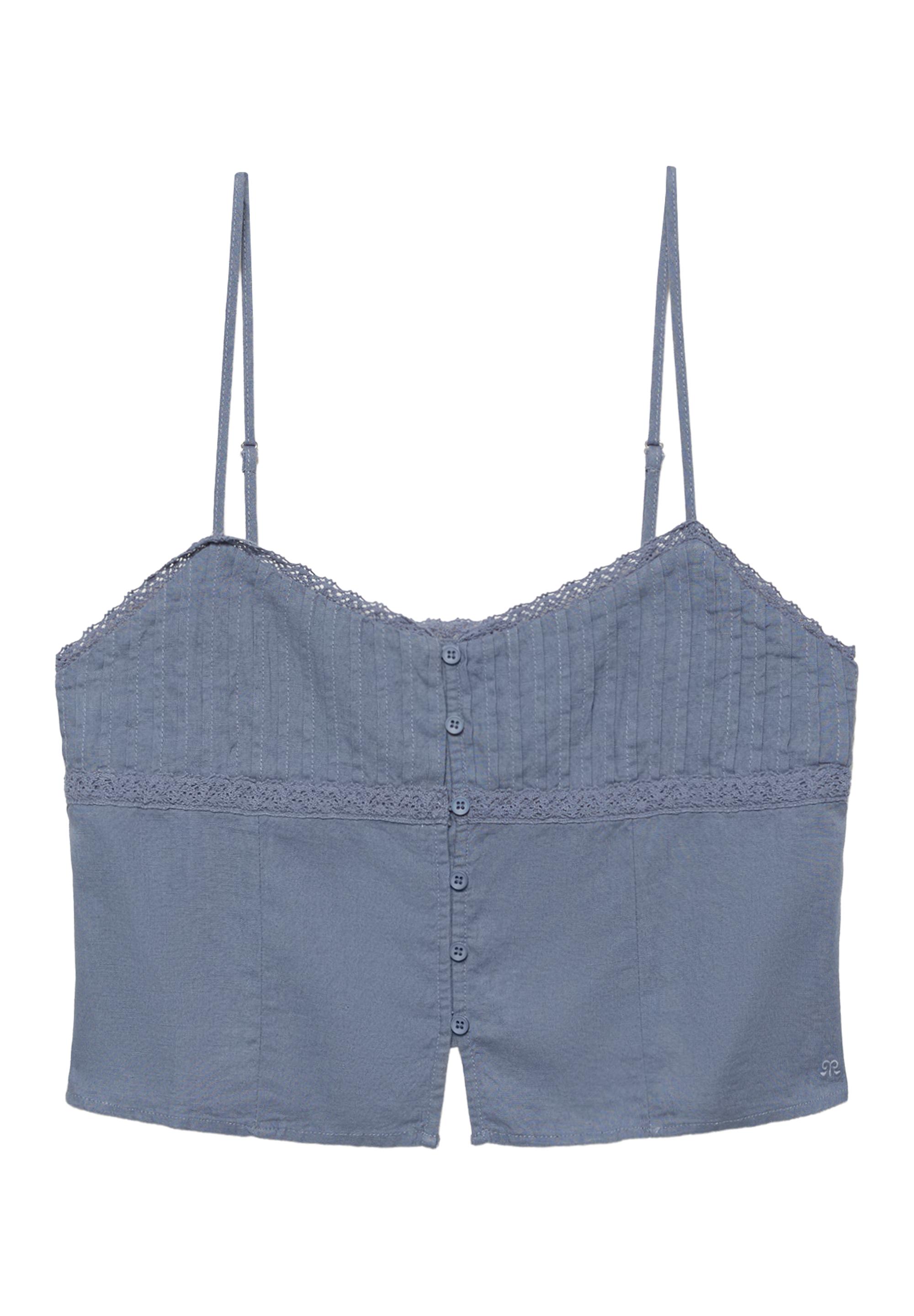 Linen blend camisole top — Blue