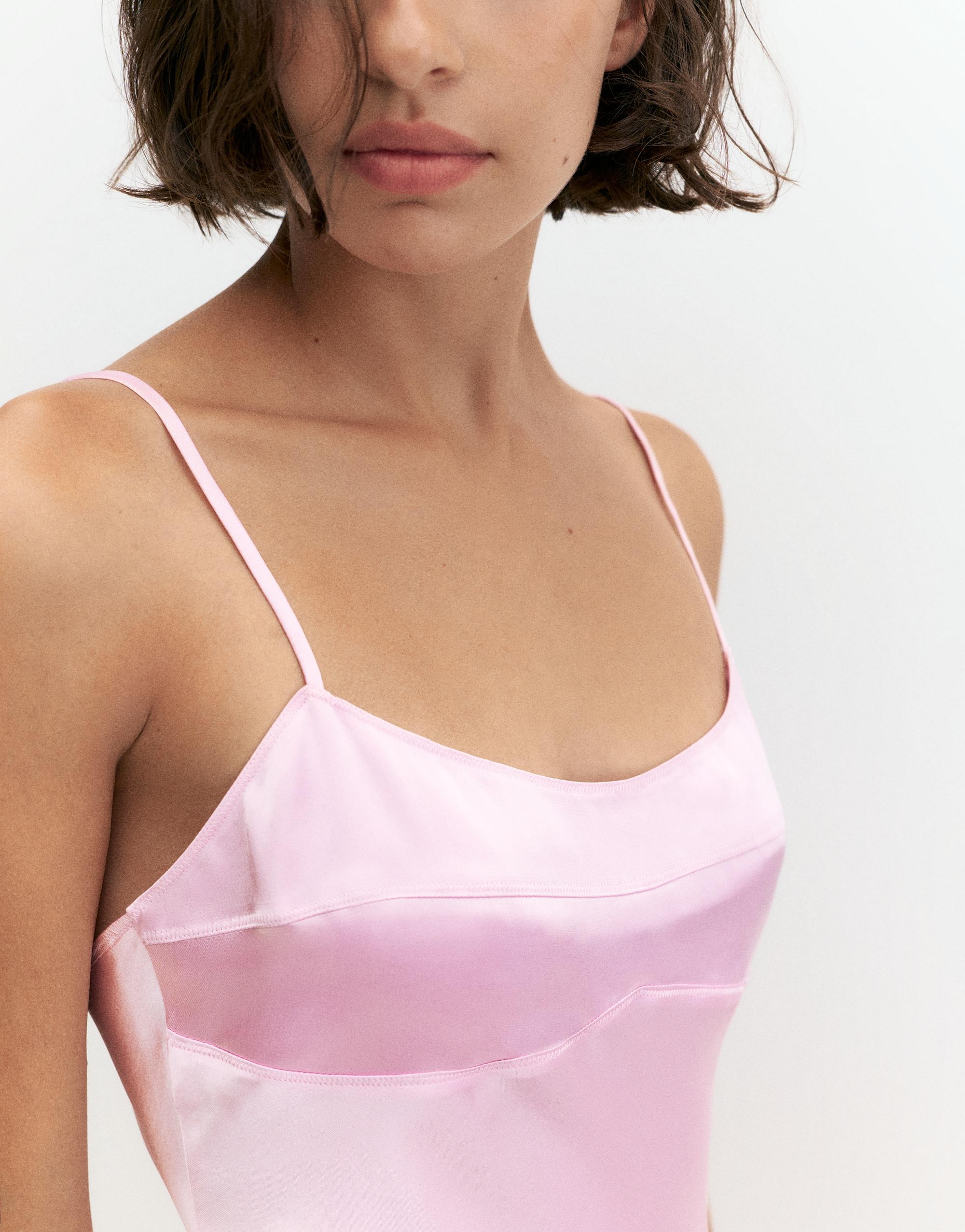 Short satin strappy dress — Pink