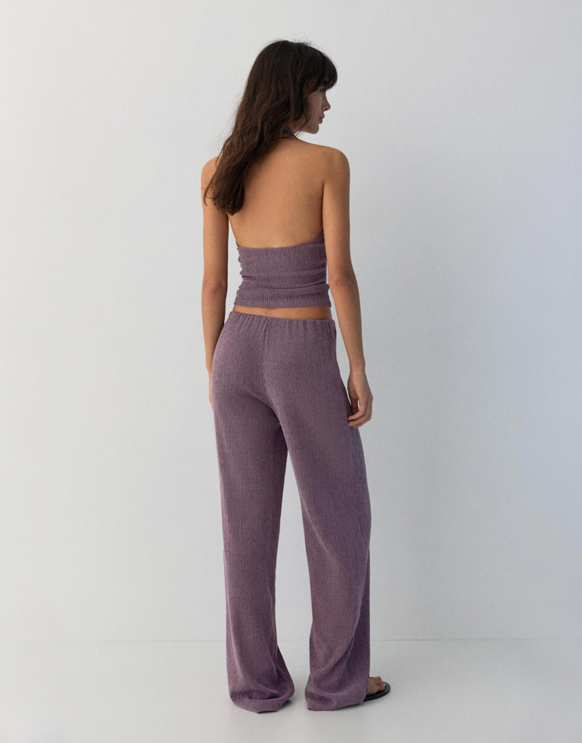 Crepe straight-leg trousers — Lavender