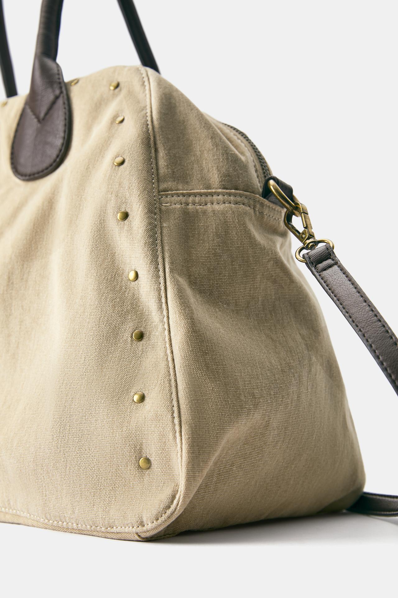 Studded shopper bag — Beige