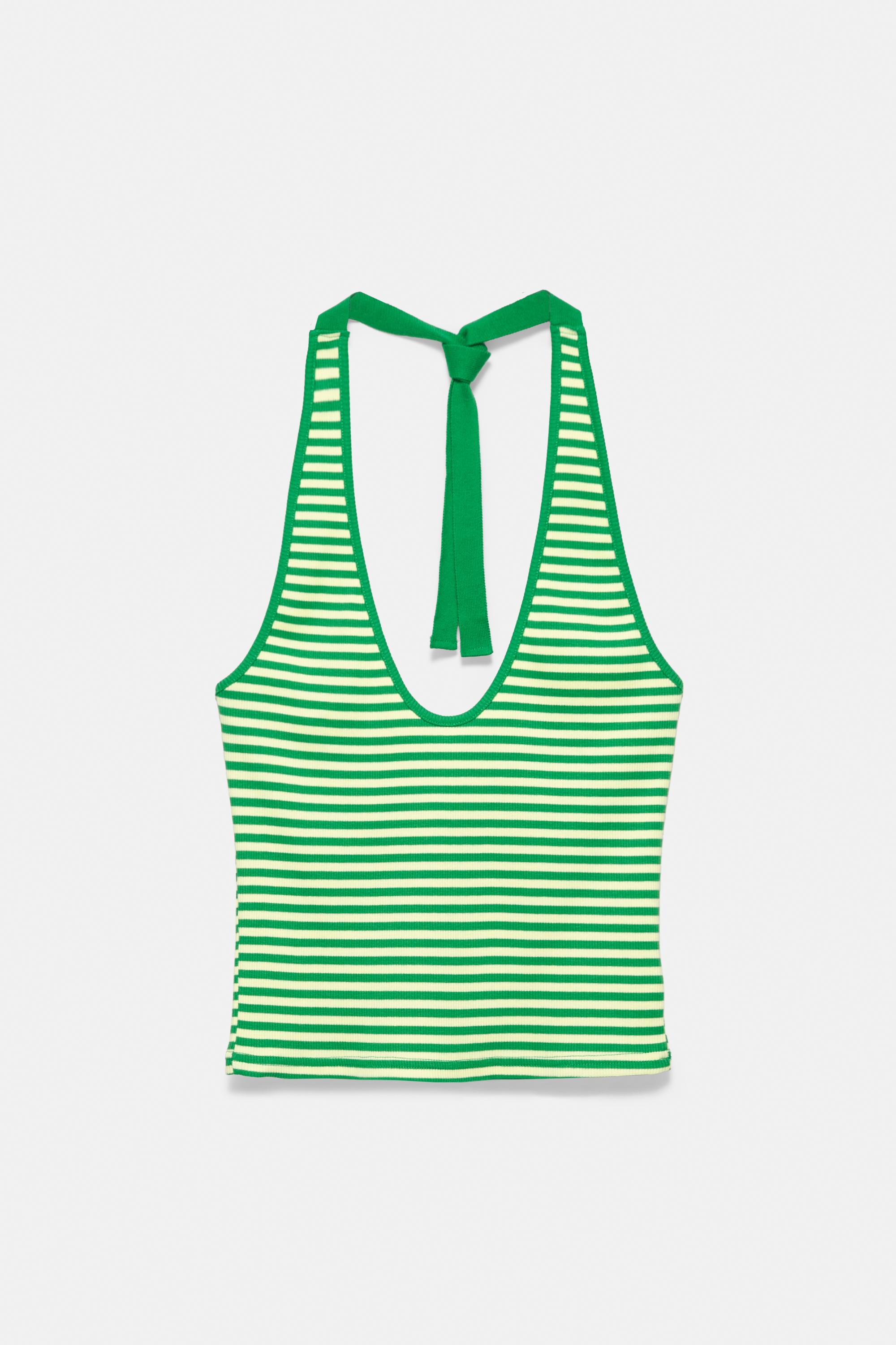 Striped halter top — Green