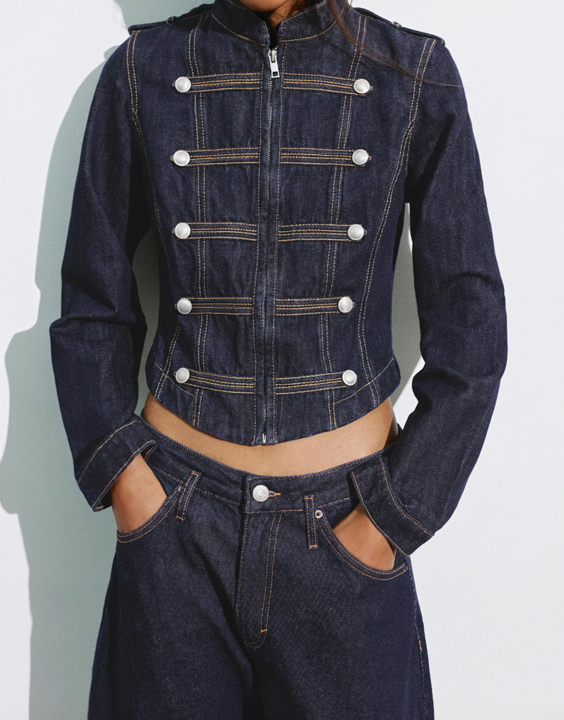 Denim jacket with toggle buttons — Navy