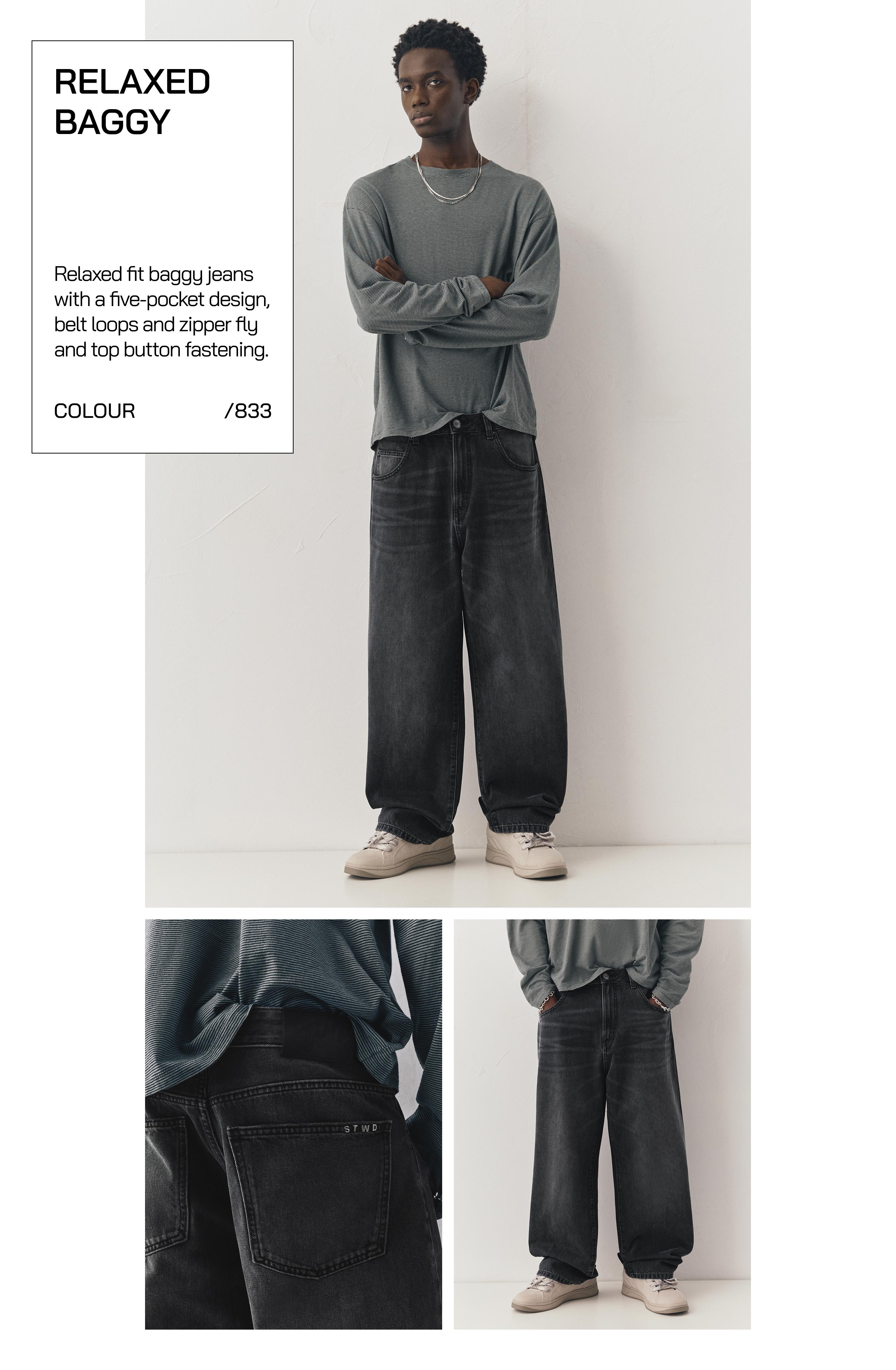 Relaxed fit baggy jeans — Faded black