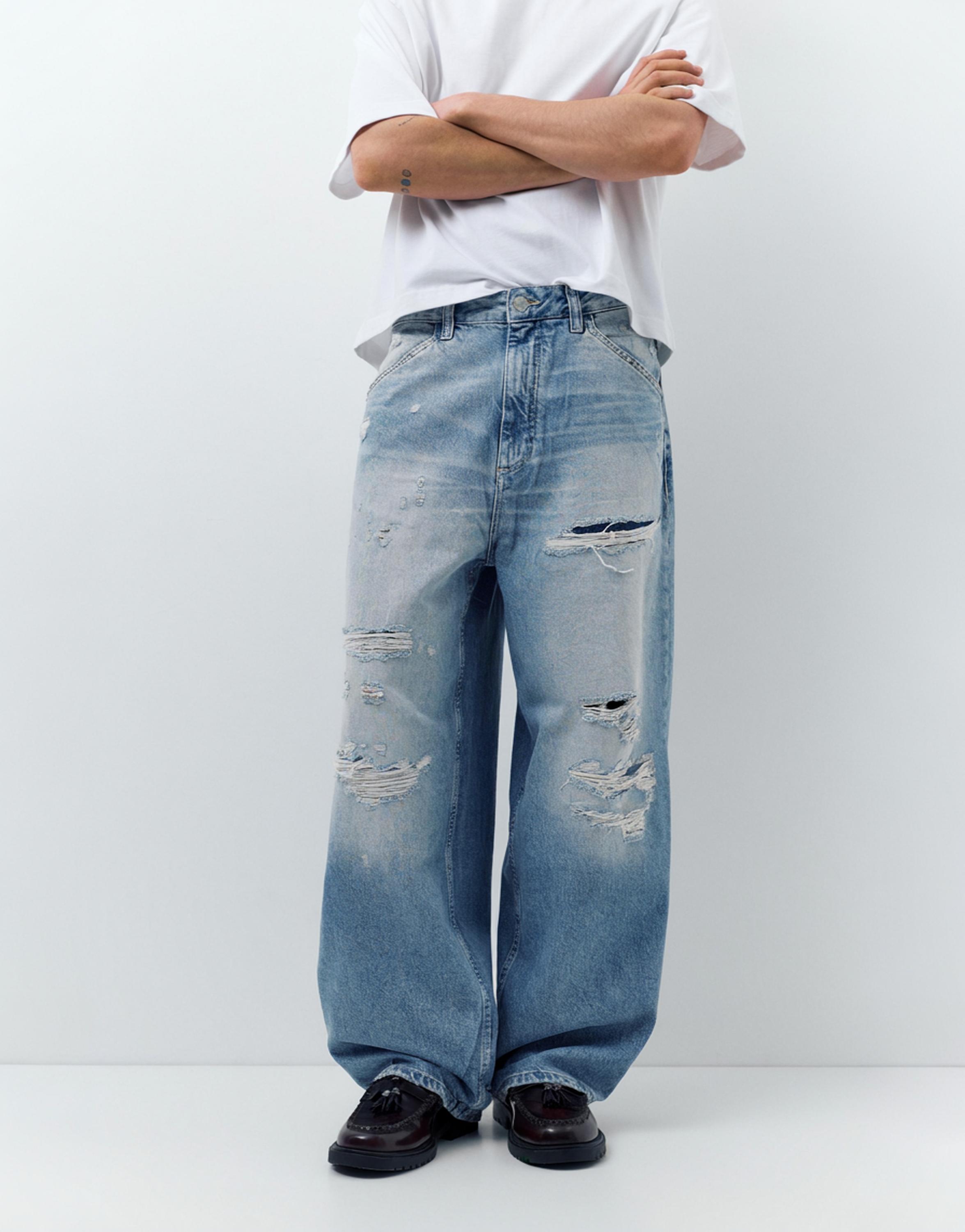 Distressed süper bol paça jean - Görsel 8