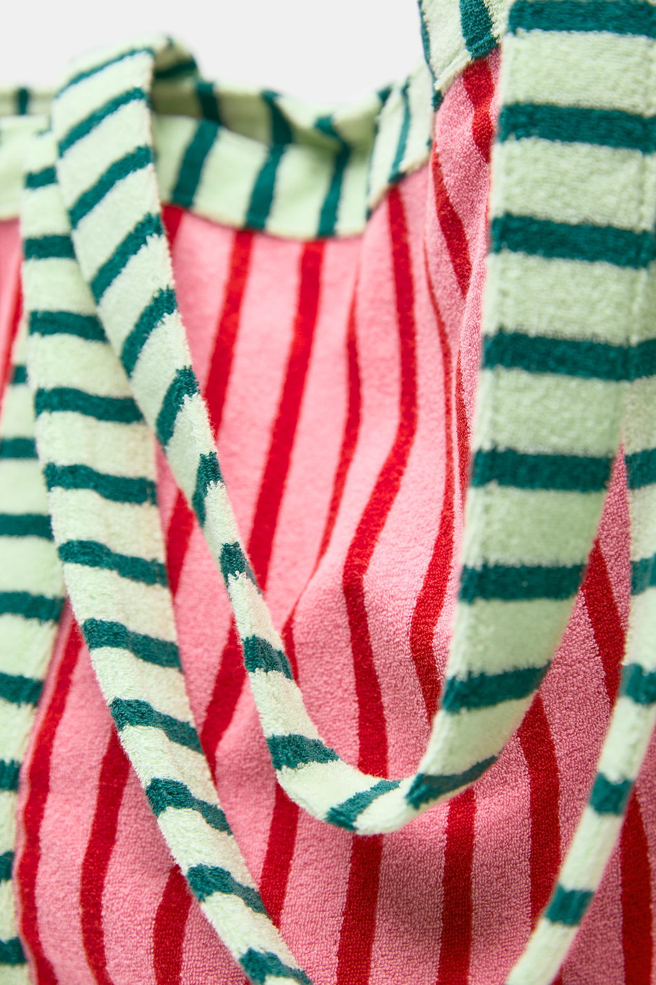 Striped towelling shopper bag — Pink