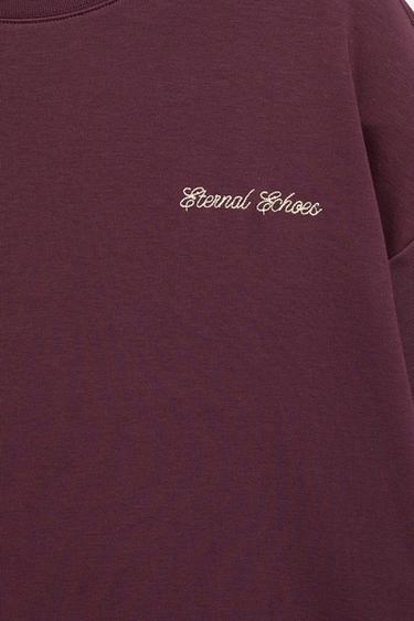 Short sleeve sweatshirt with roses — Wine 7