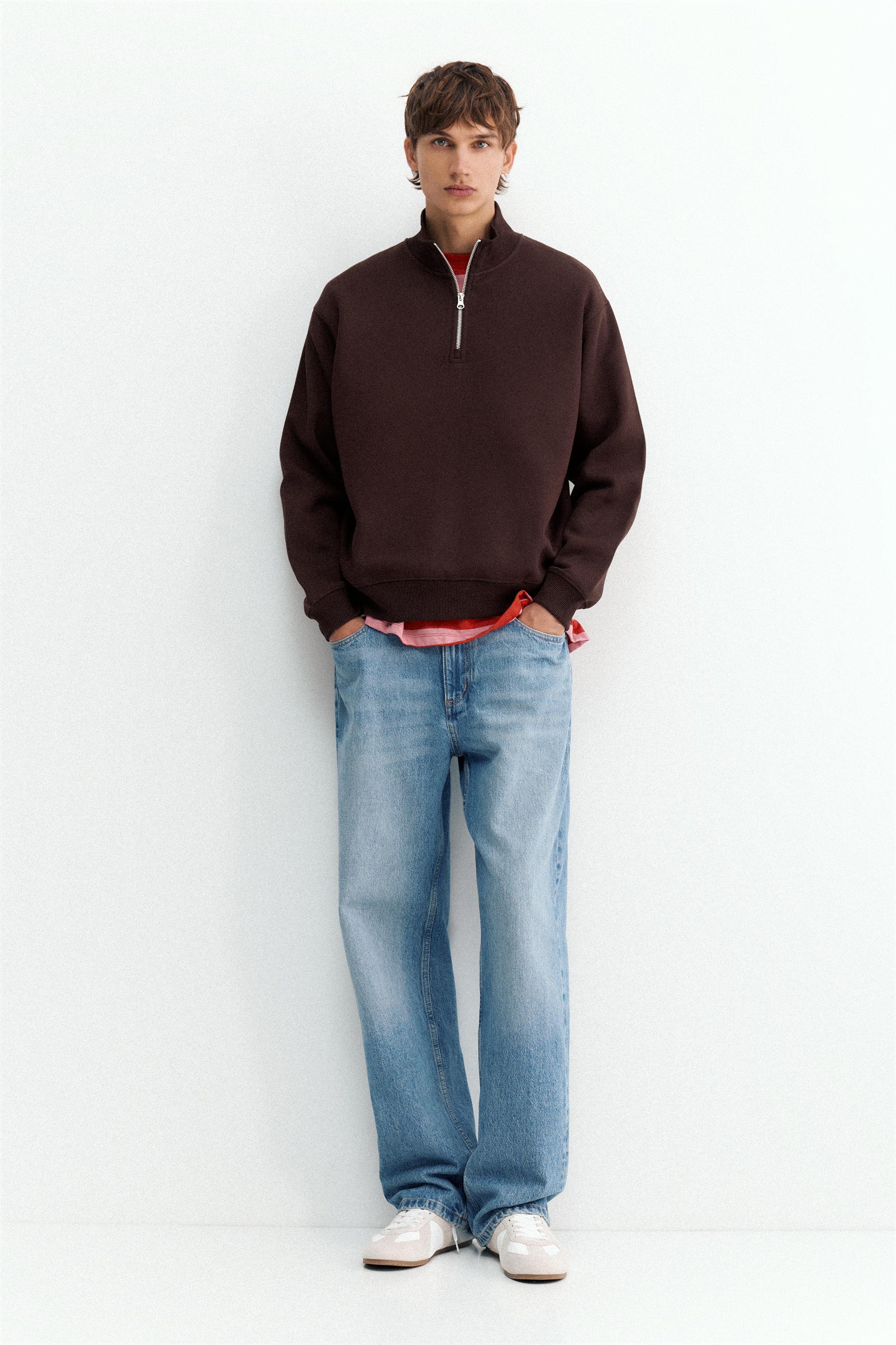 Quarter-zip sweatshirt — Brown